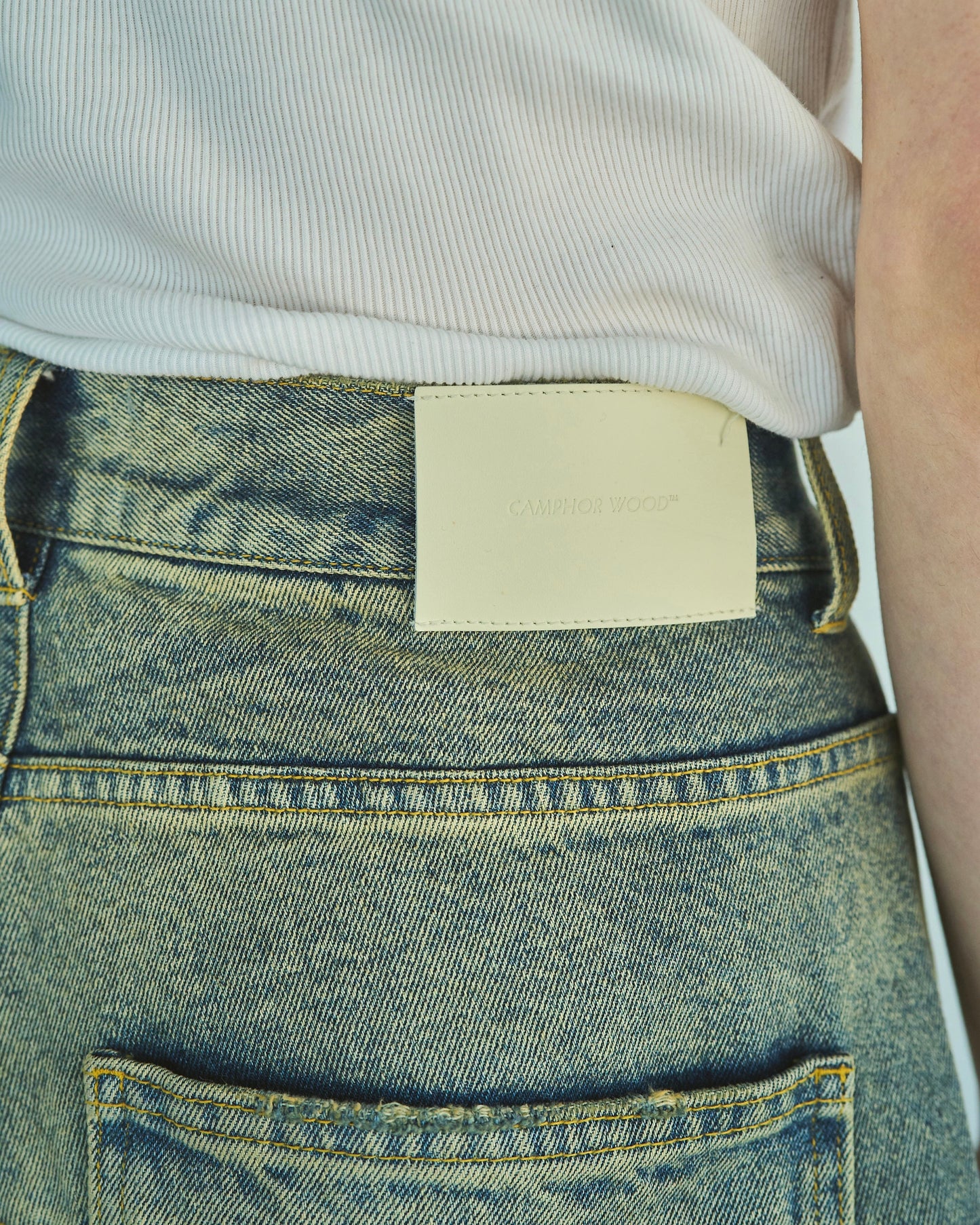 wide baggy overdye denim trousers