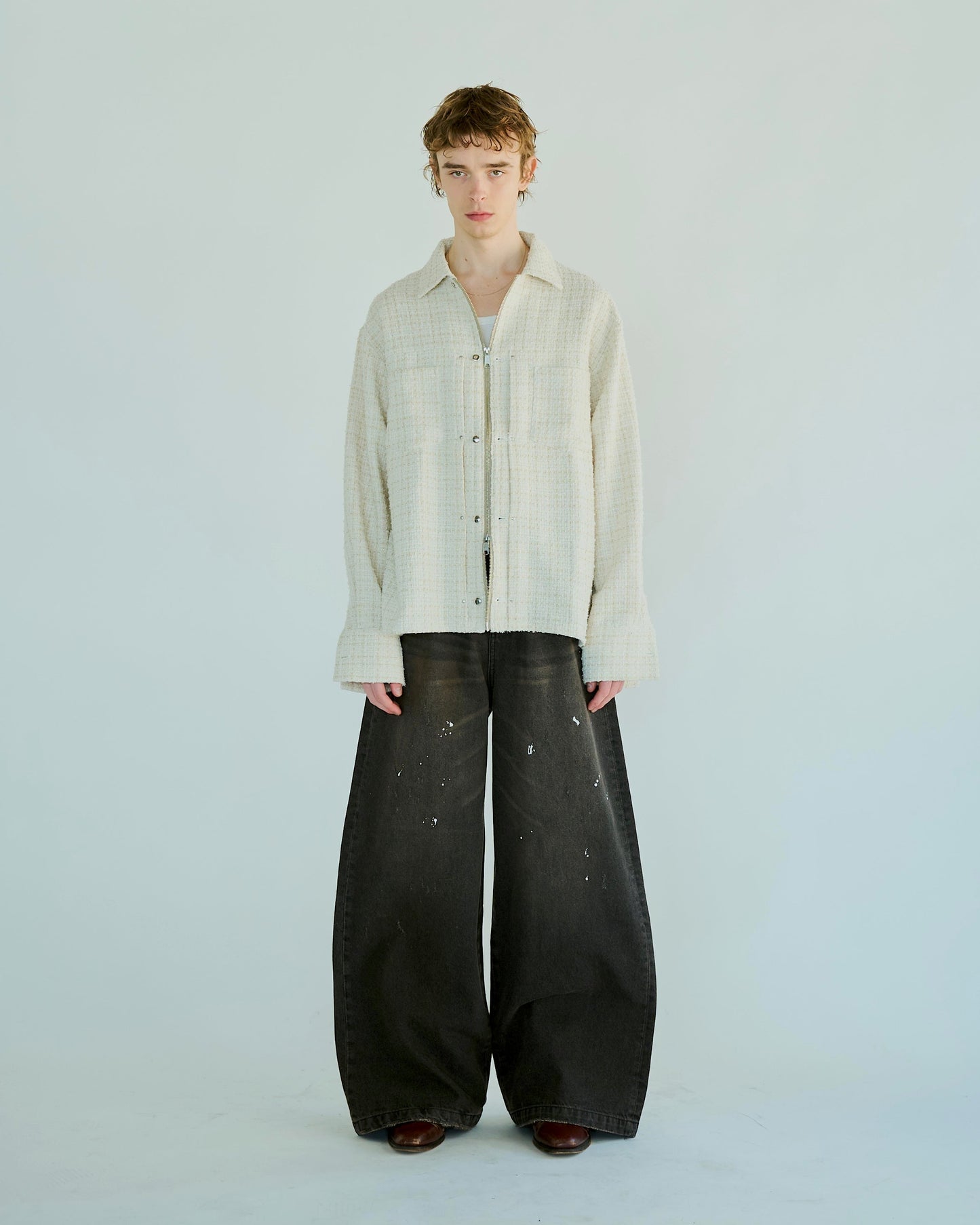 wide baggy overdye denim trousers