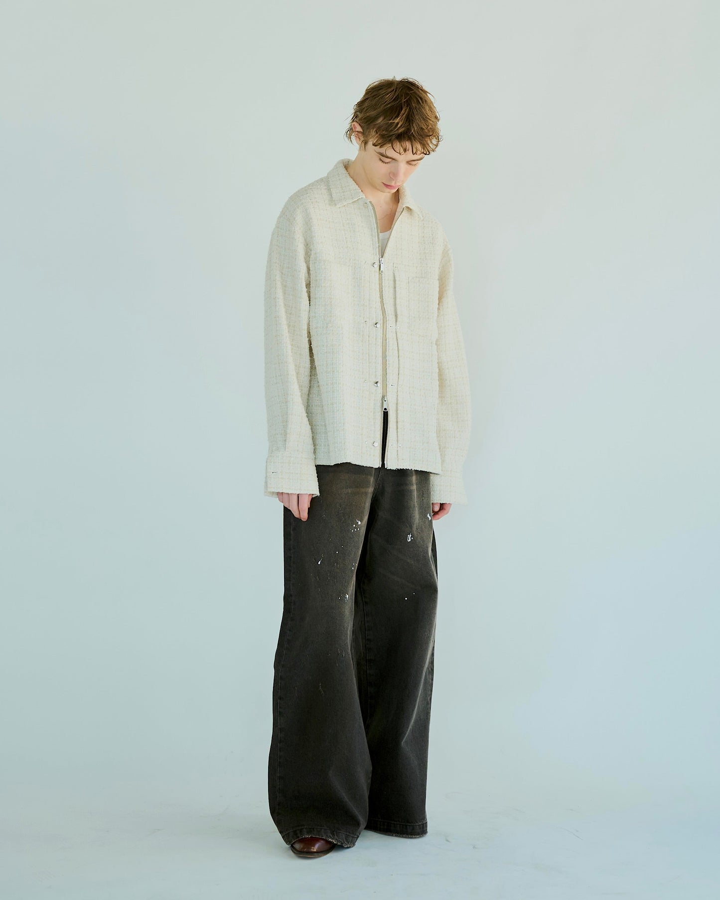 wide baggy overdye denim trousers