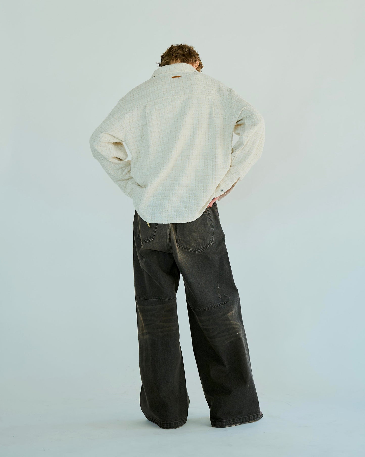 wide baggy overdye denim trousers