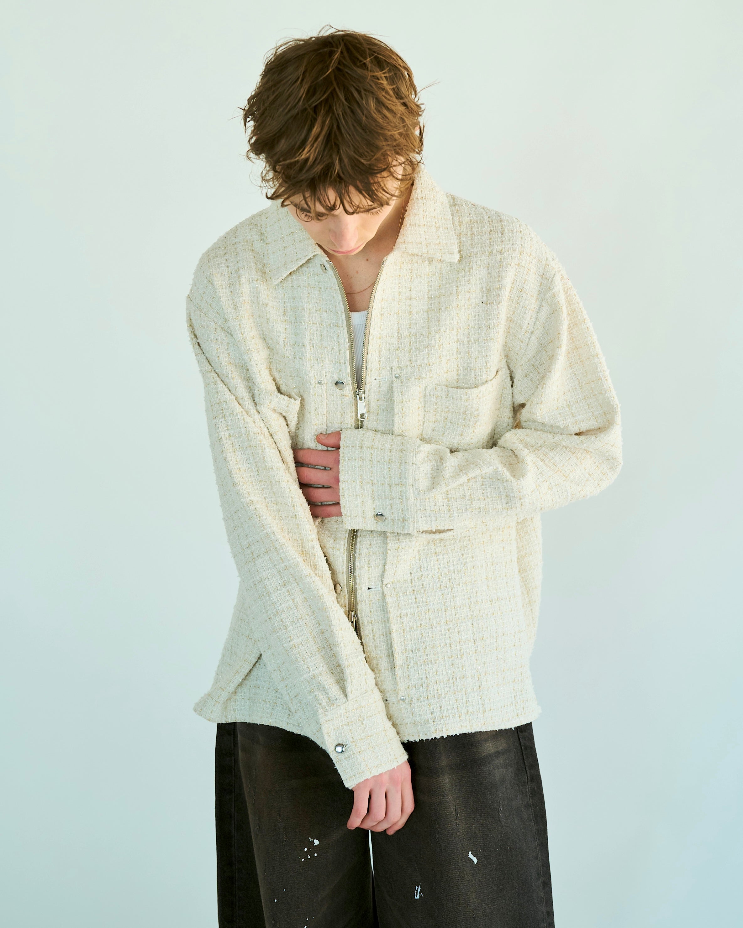ジャケット・アウター lame tweed double zipper shirt jacket lame tweed double zipper shirt jacket – CAMPHOR WOOD