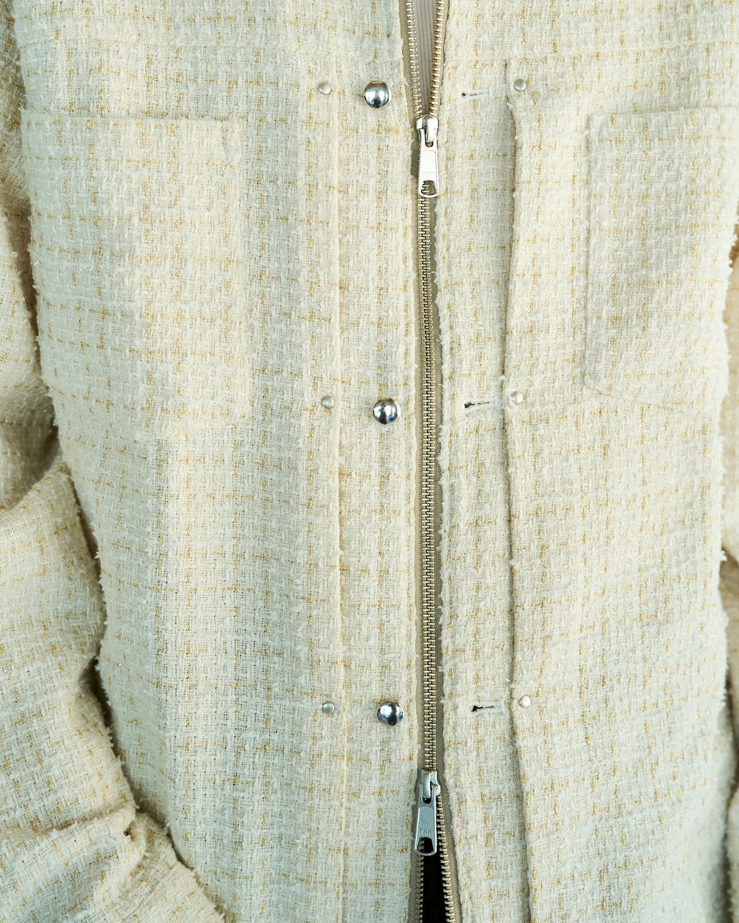 lame tweed double zipper shirt jacket