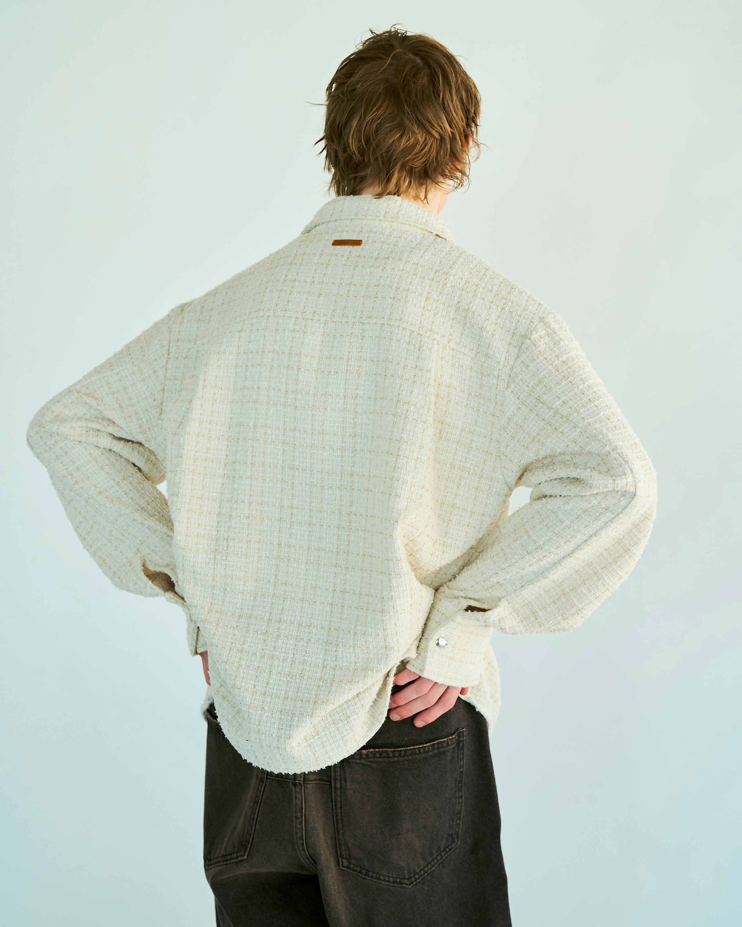 lame tweed double zipper shirt jacket – CAMPHOR WOOD