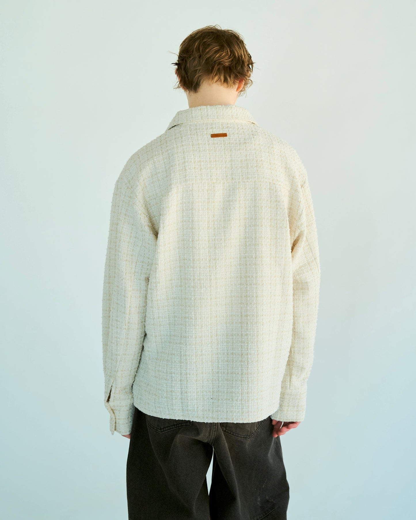 lame tweed double zipper shirt jacket