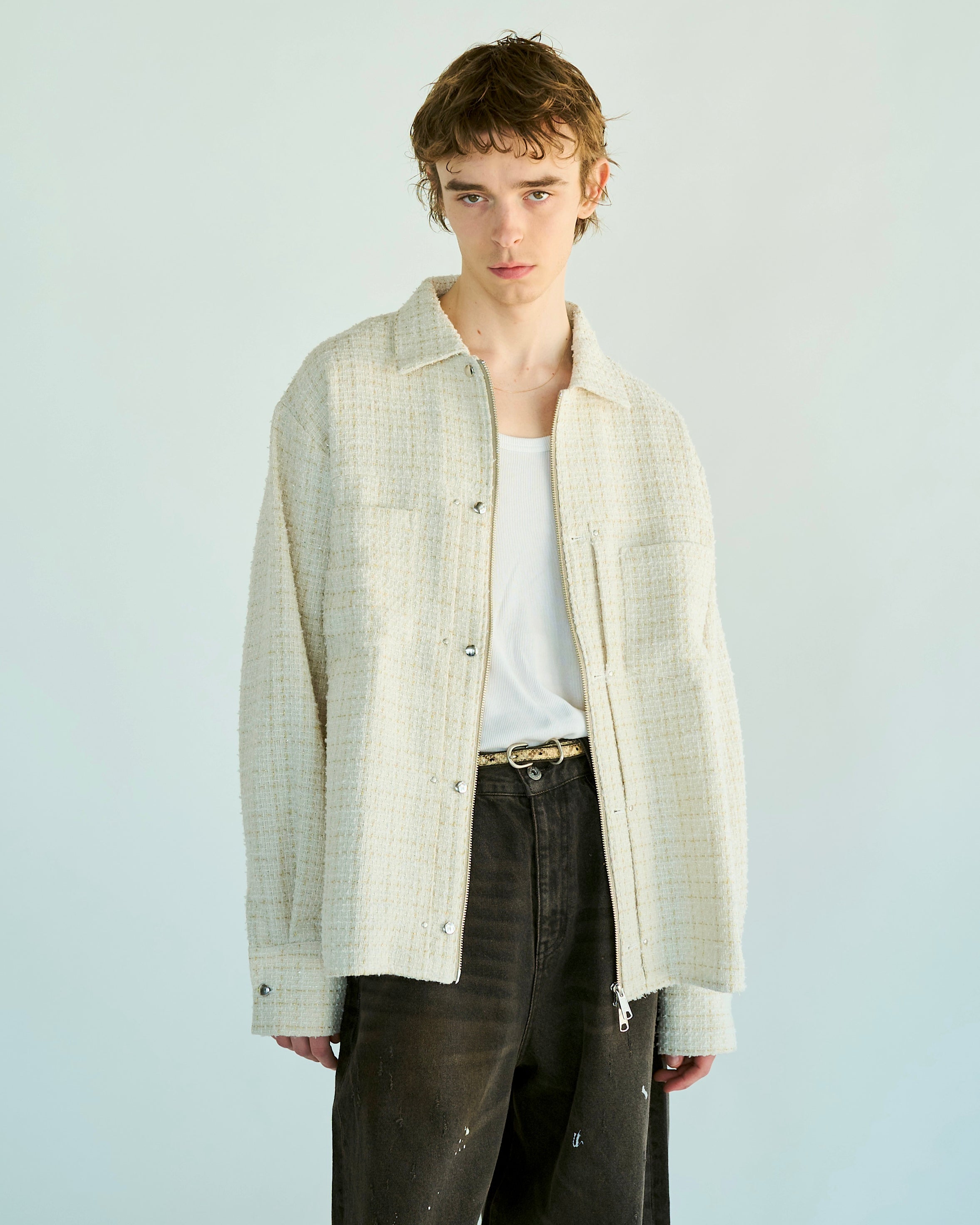 おすすめ lame tweed double zipper shirt jacket – CAMPHOR WOOD ジャケット・アウター