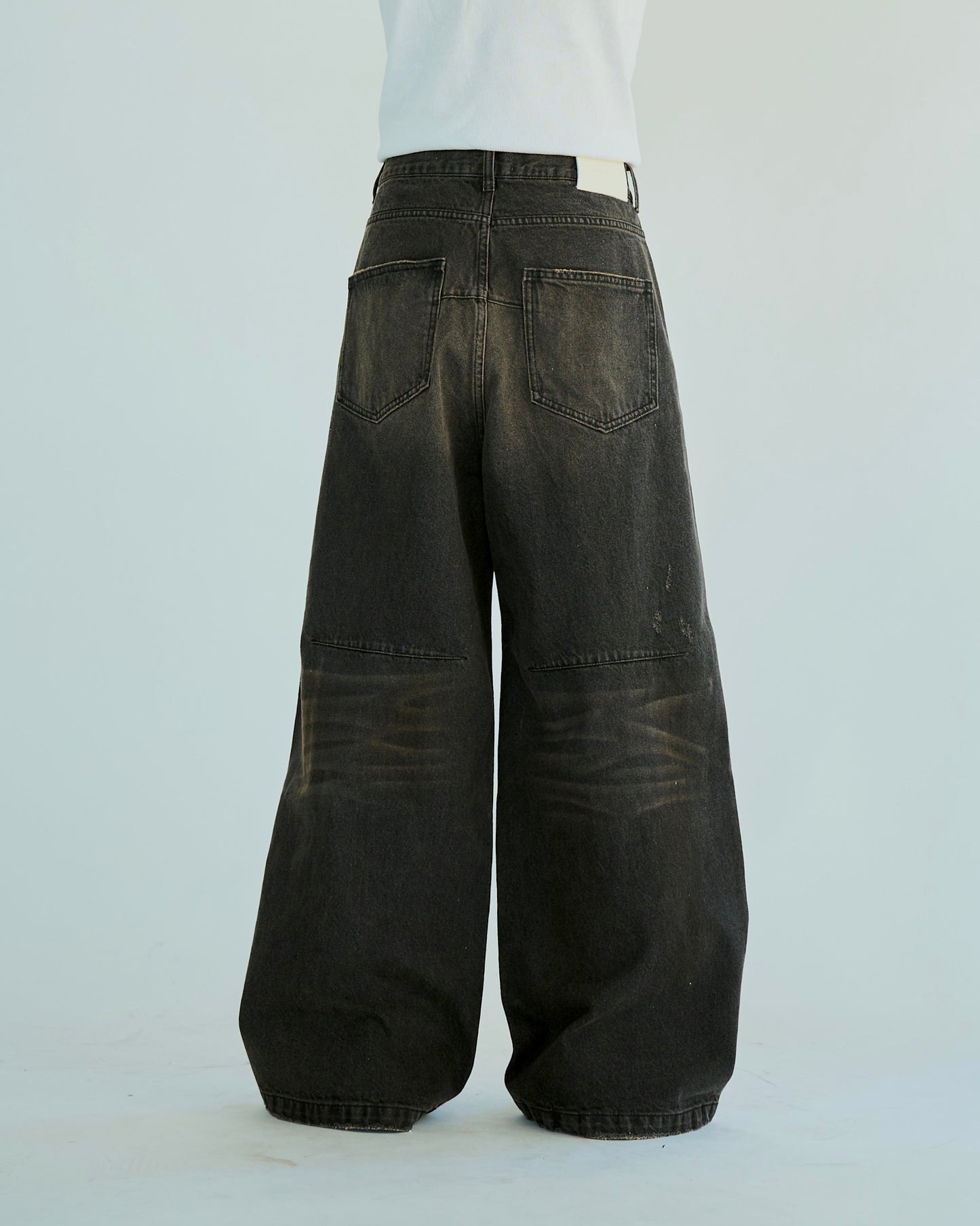 wide baggy overdye denim trousers