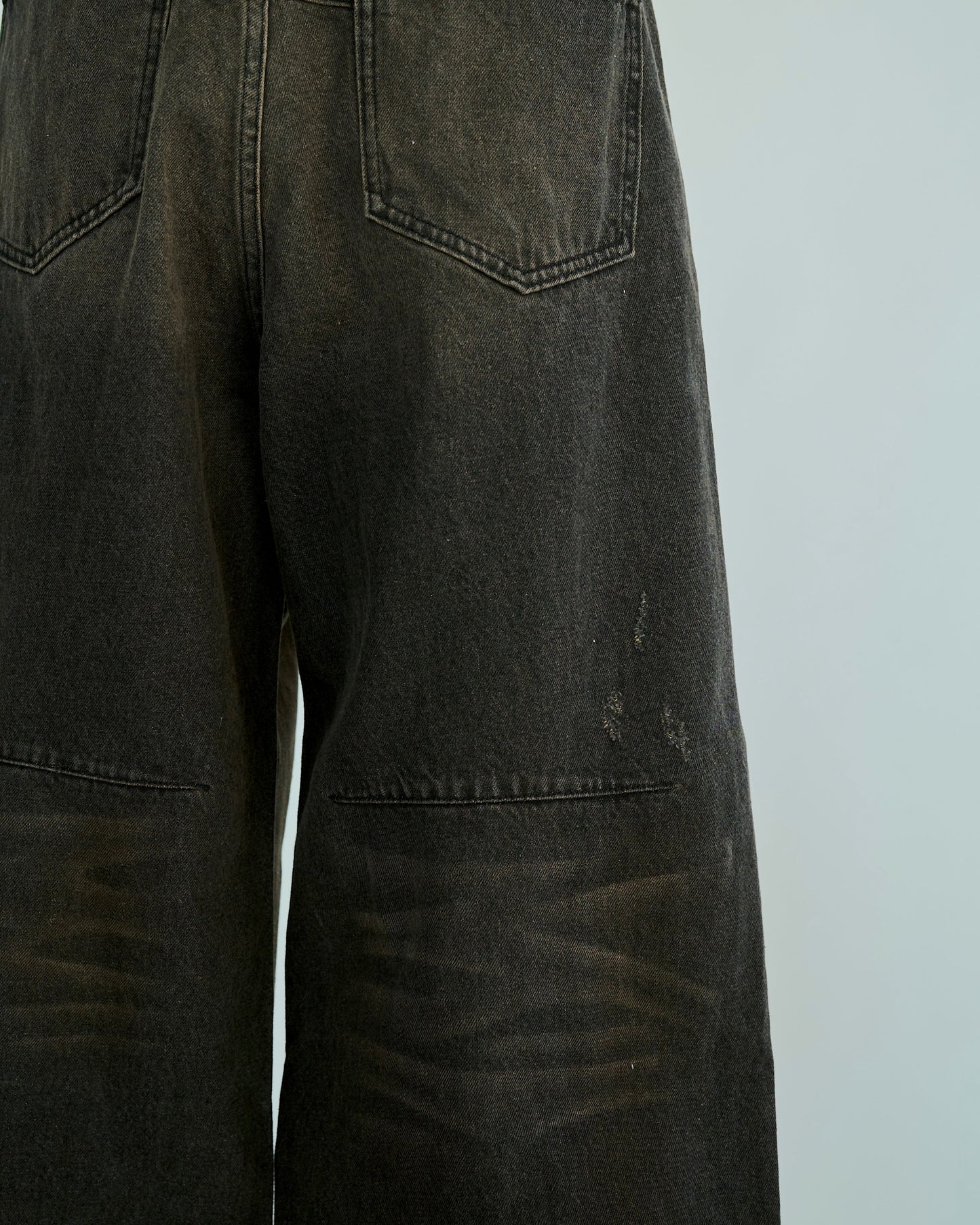 wide baggy overdye denim trousers