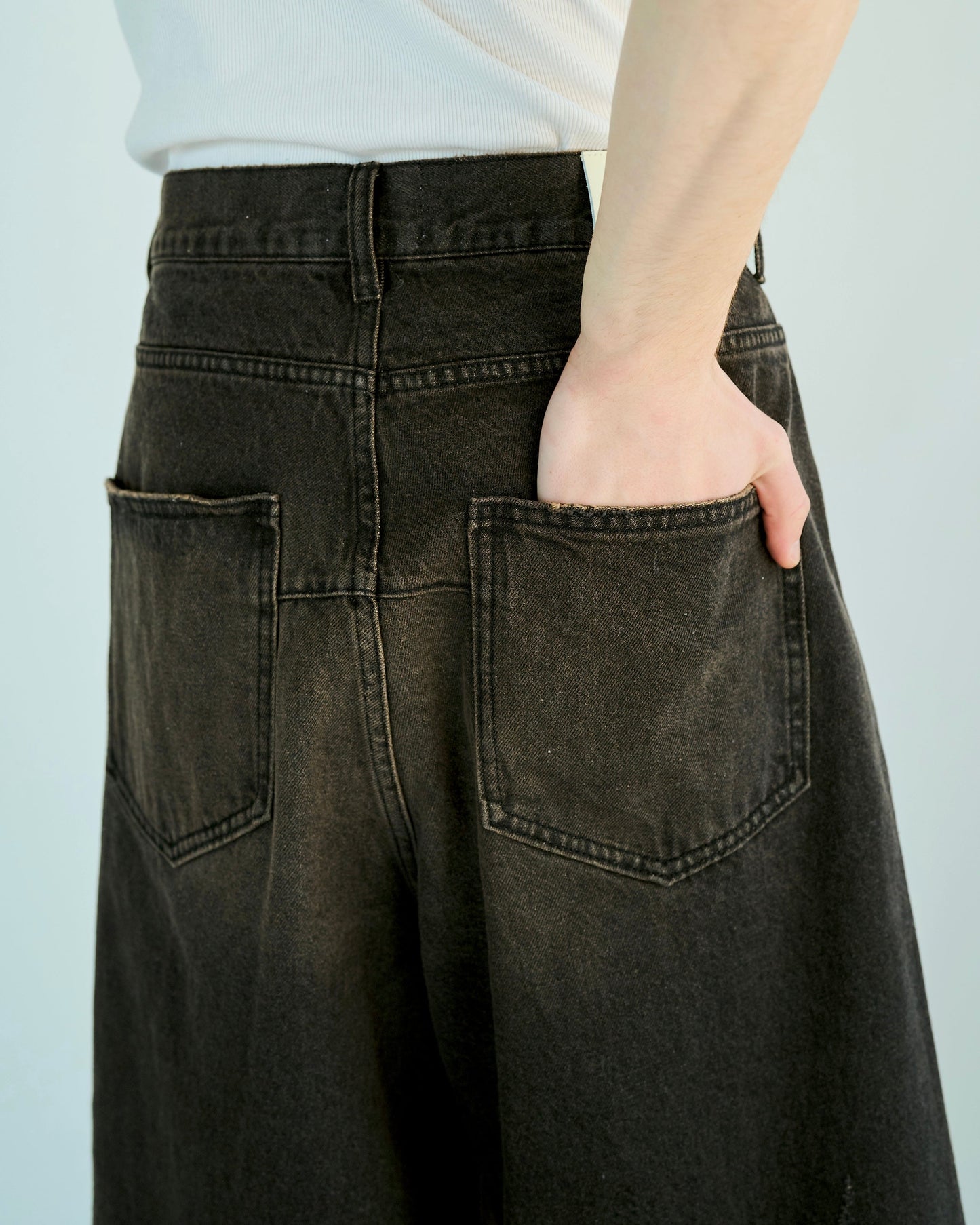 wide baggy overdye denim trousers