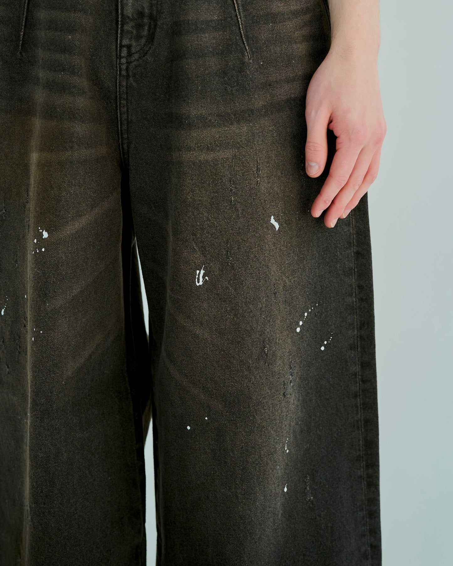 wide baggy overdye denim trousers