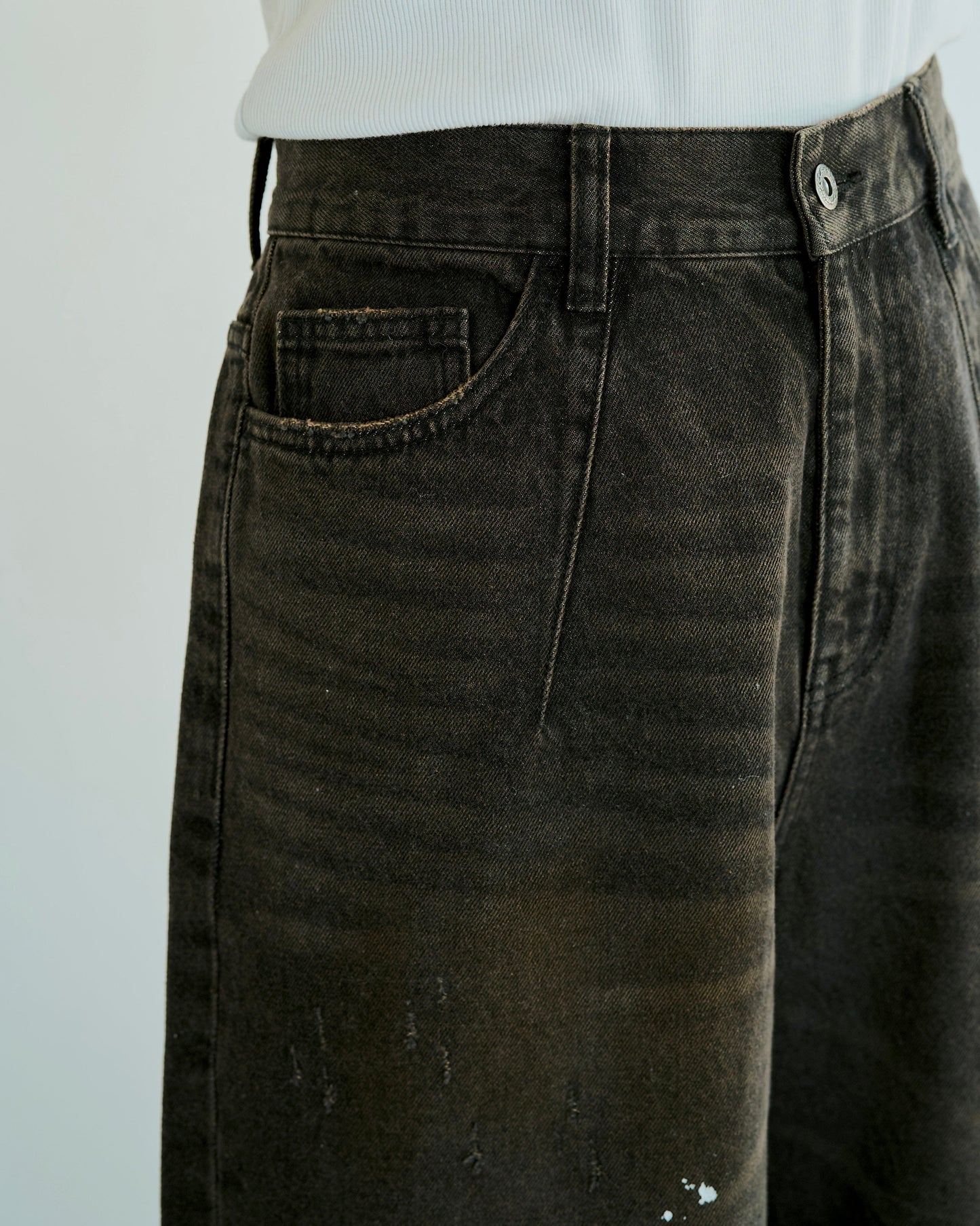 wide baggy overdye denim trousers