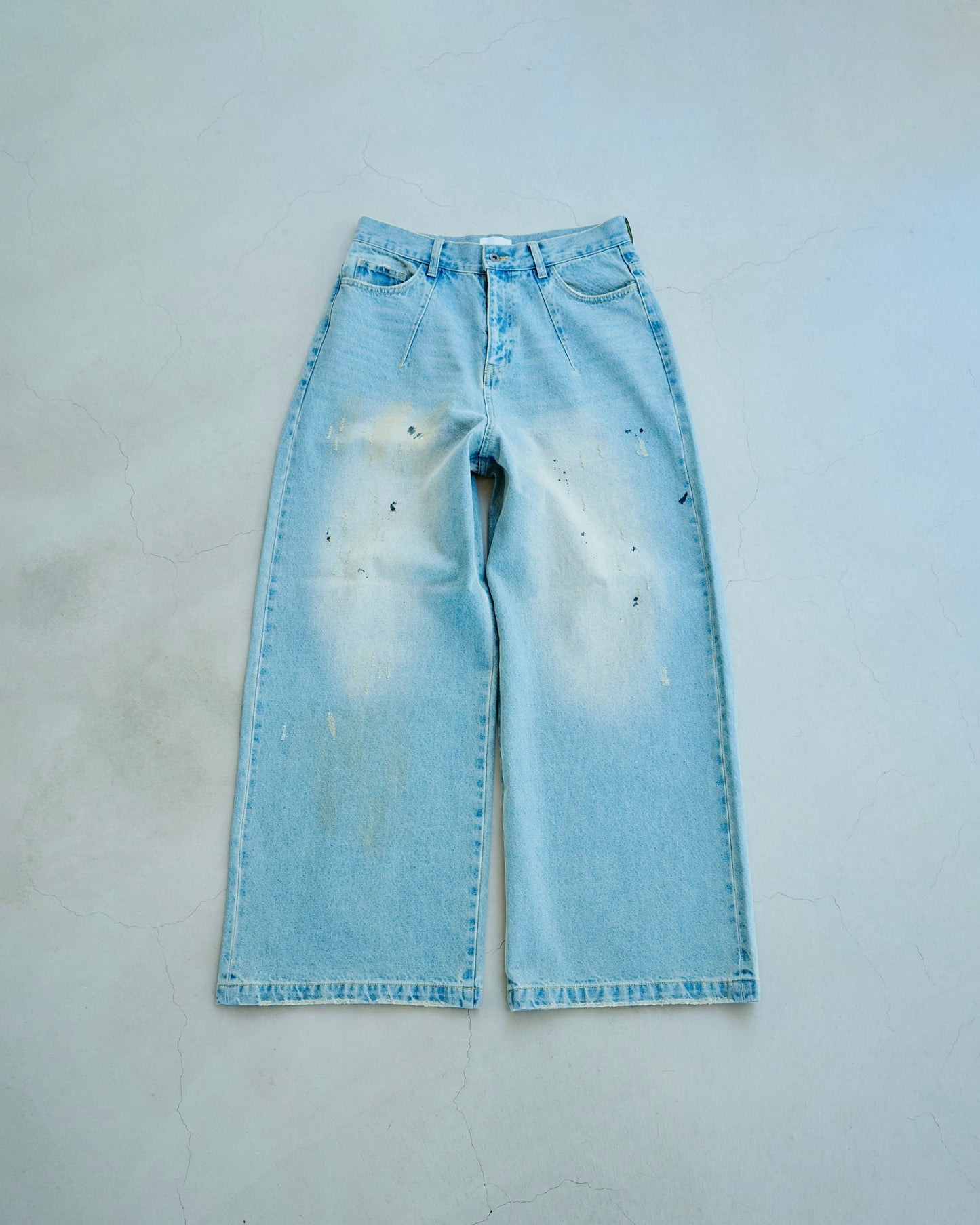 wide baggy overdye denim trousers