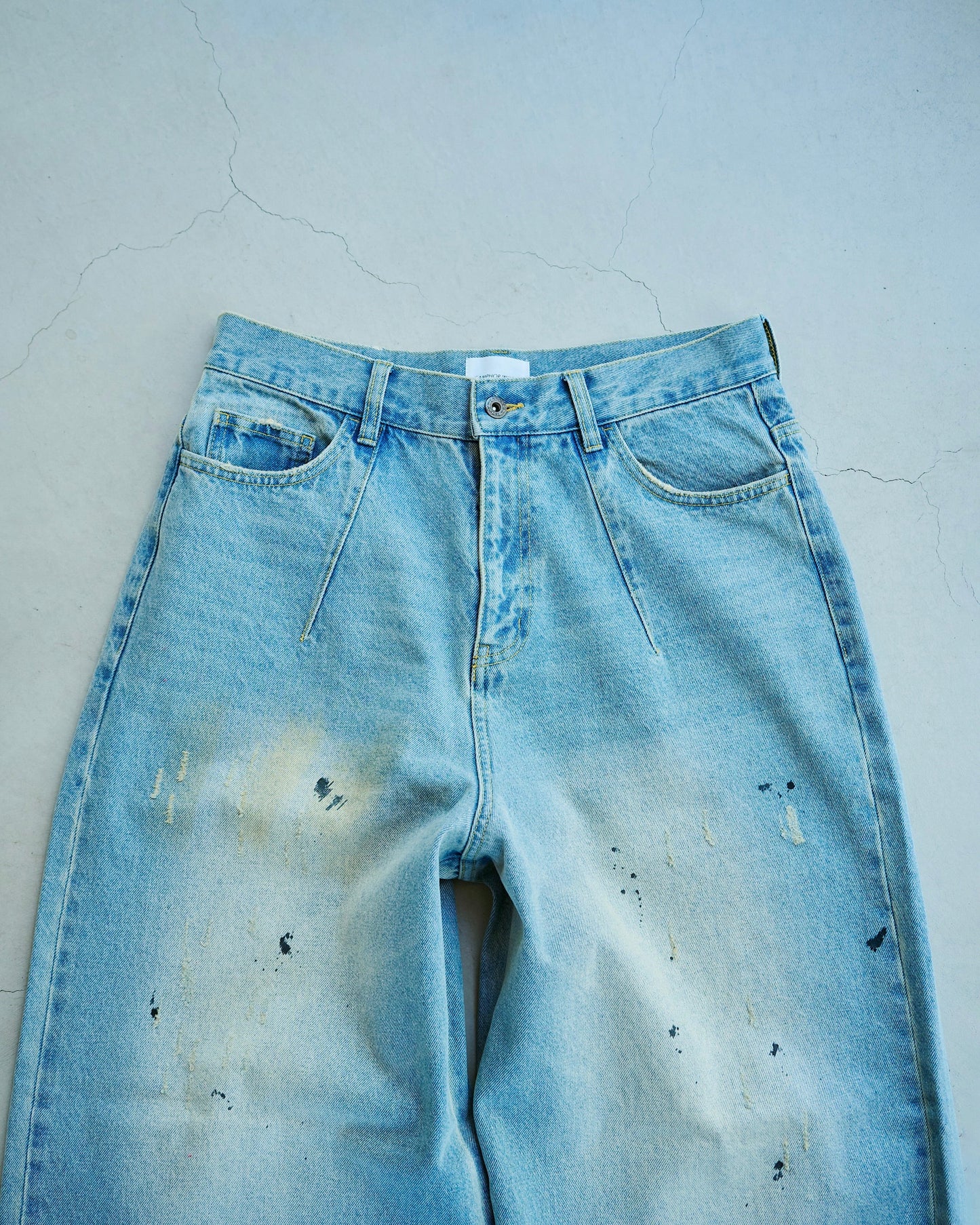 wide baggy overdye denim trousers