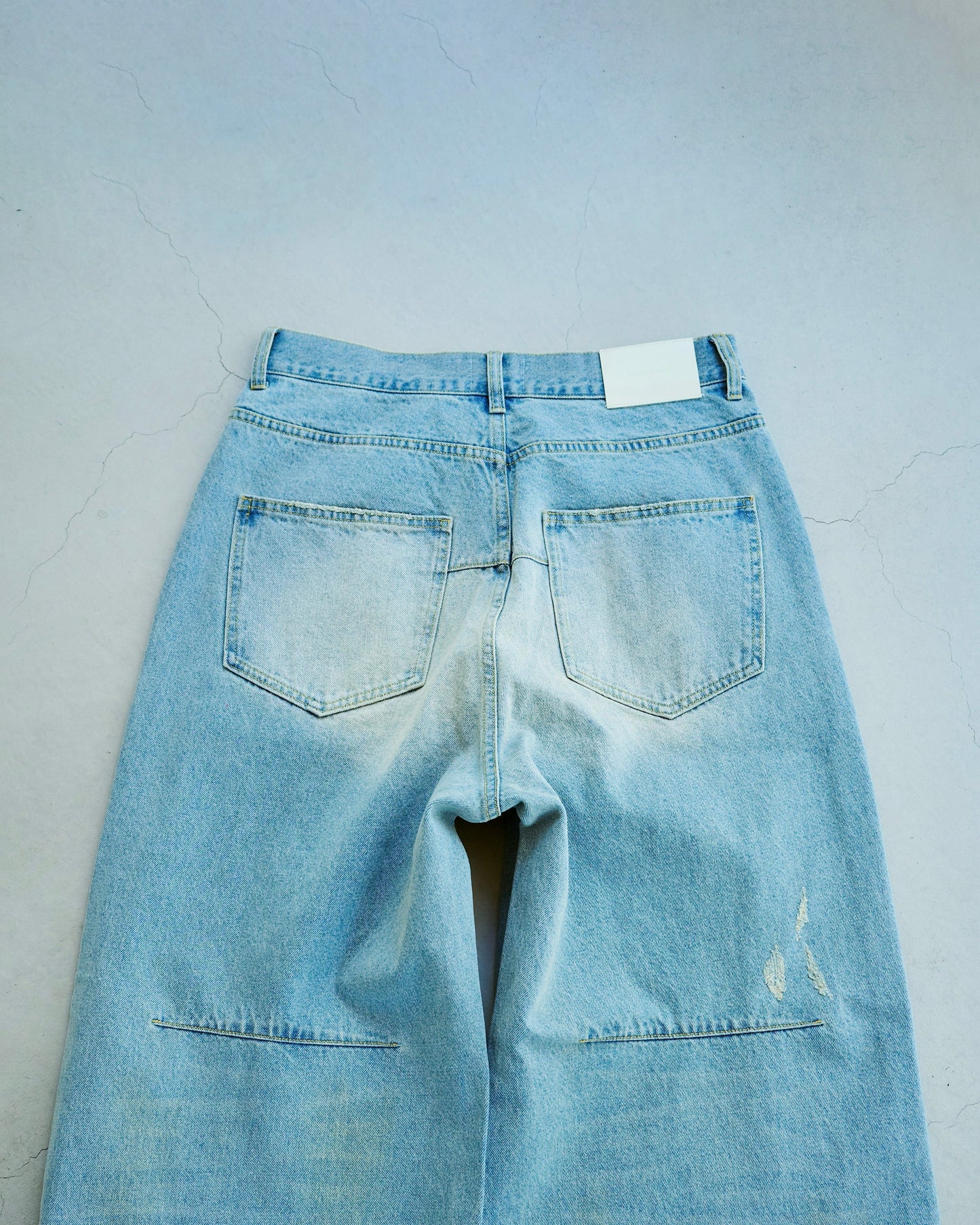 wide baggy overdye denim trousers