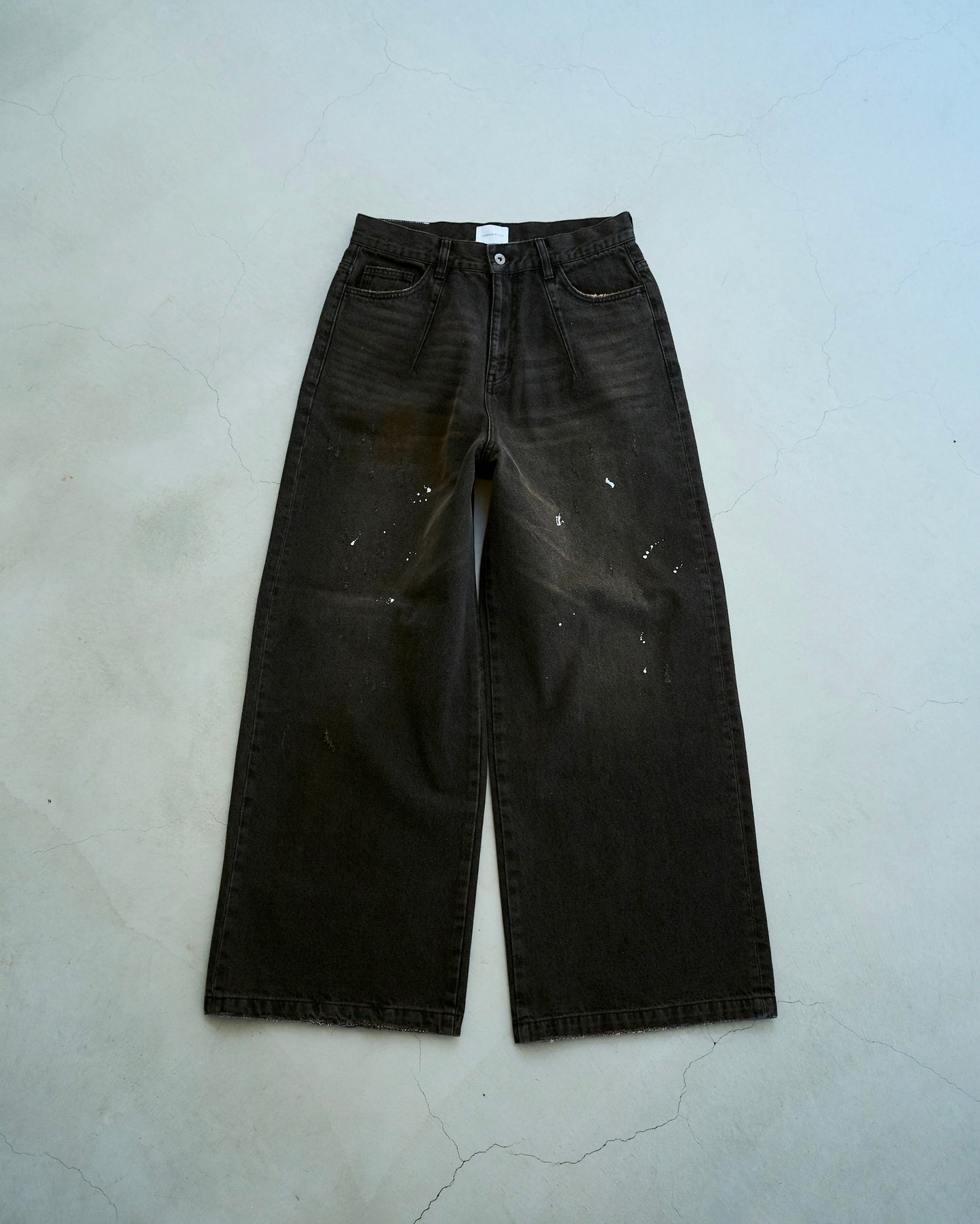 wide baggy overdye denim trousers