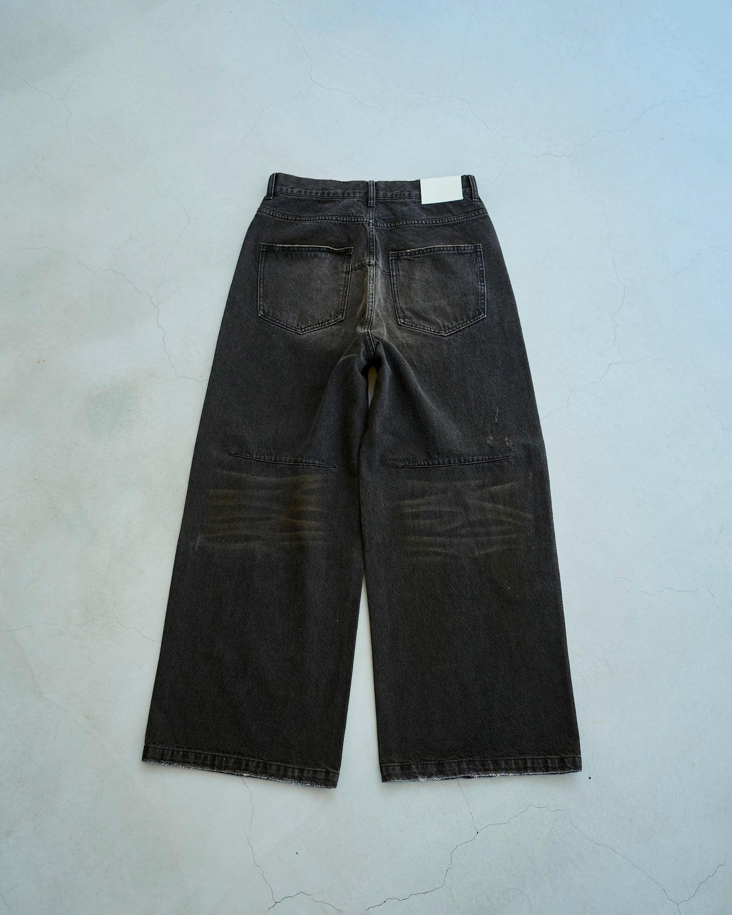 wide baggy overdye denim trousers