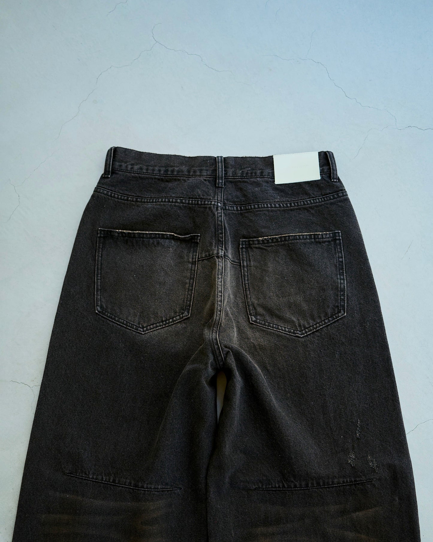 wide baggy overdye denim trousers