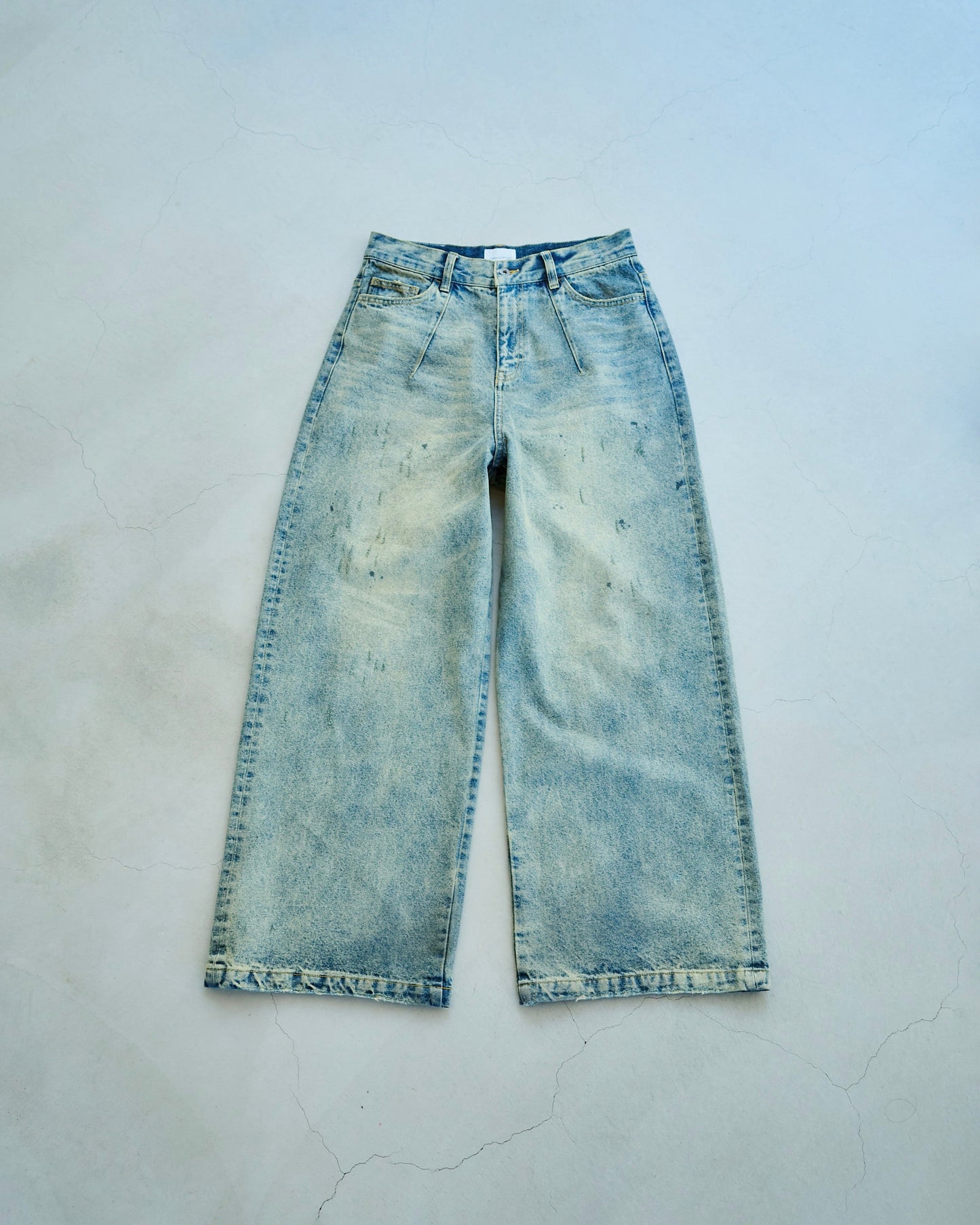 wide baggy overdye denim trousers