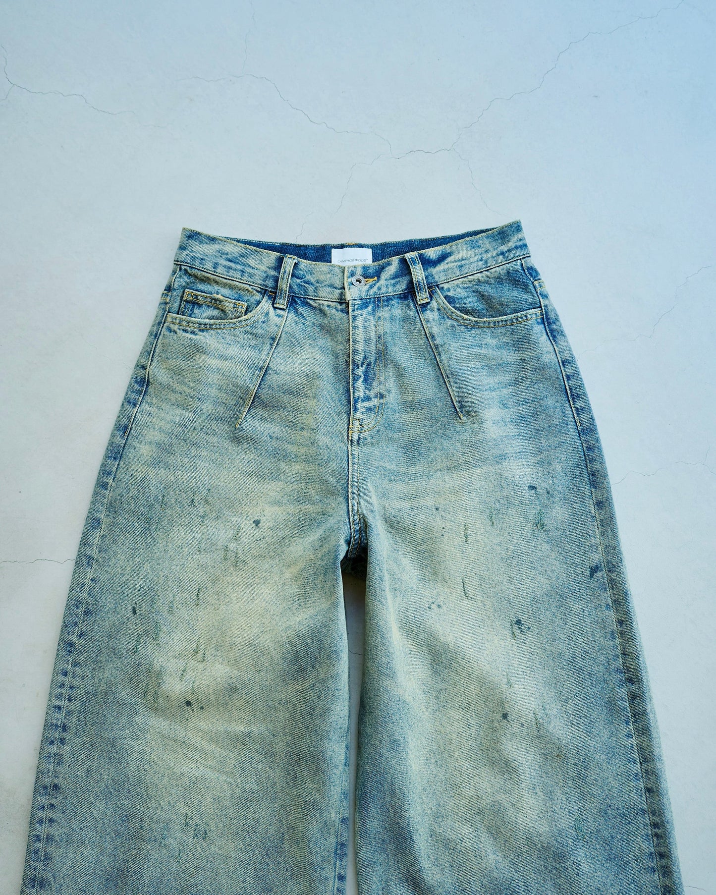 wide baggy overdye denim trousers