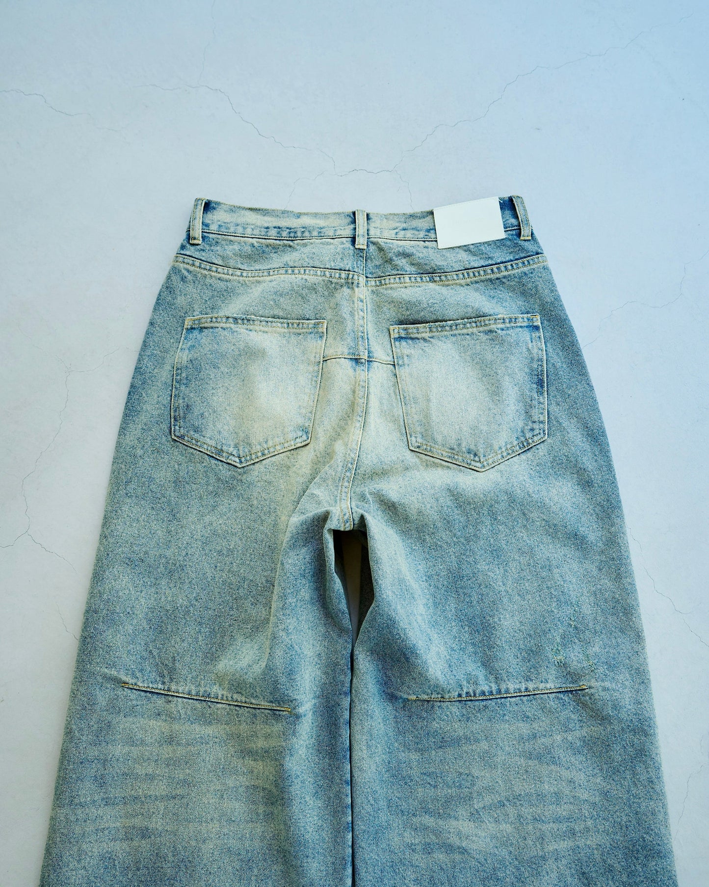 wide baggy overdye denim trousers