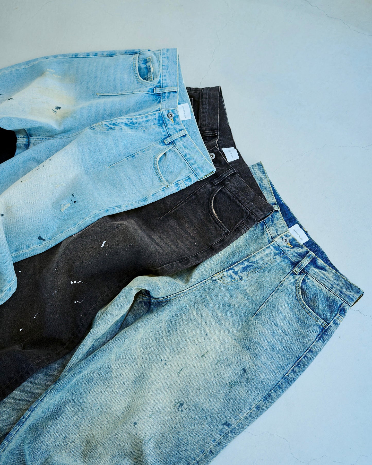 wide baggy overdye denim trousers