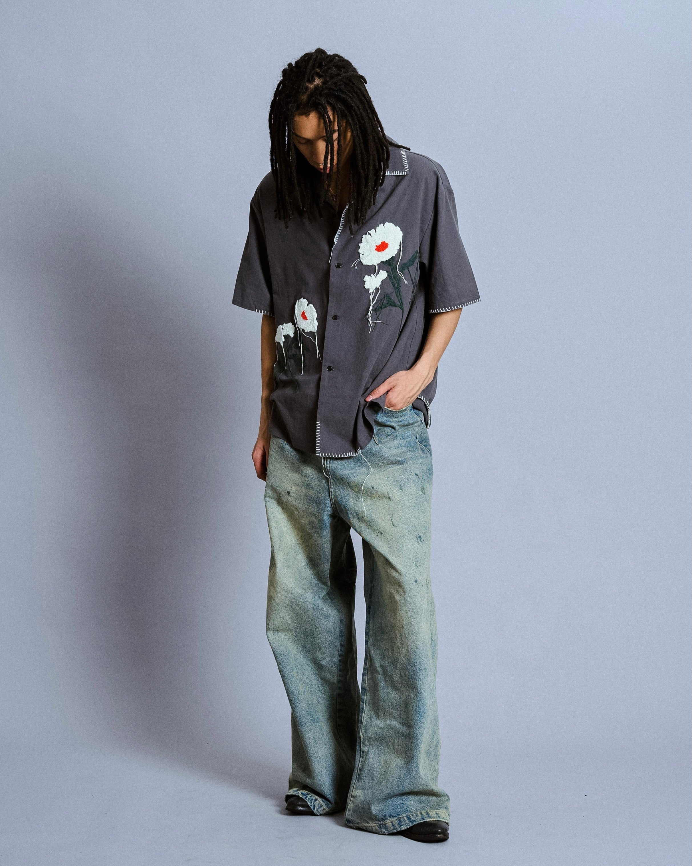 トップス Camphor wood flower embroideryshirt flower embroidery SAGARA h/s shirt – CAMPHOR WOOD - OFFICIAL