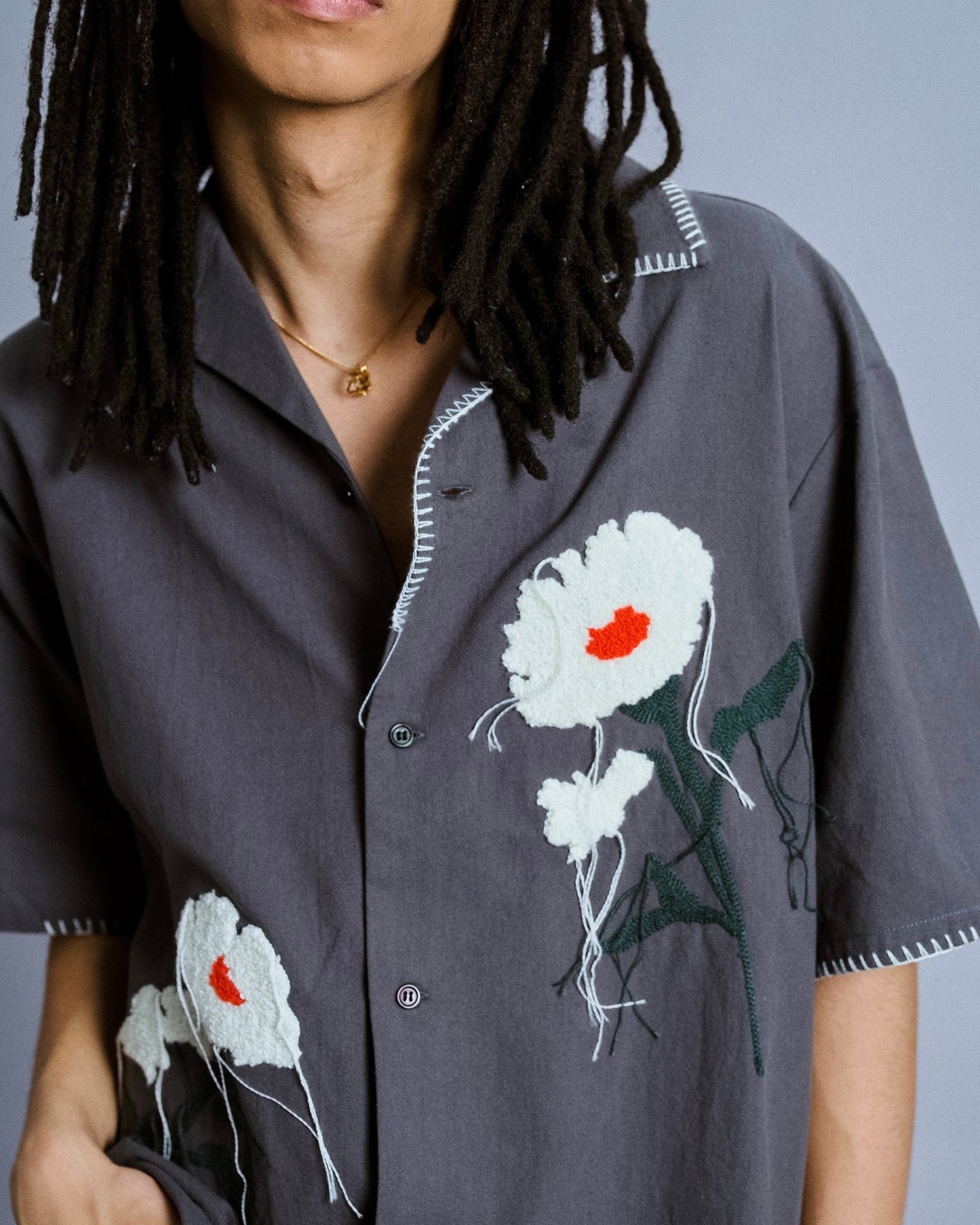 flower embroidery SAGARA h/s shirt
