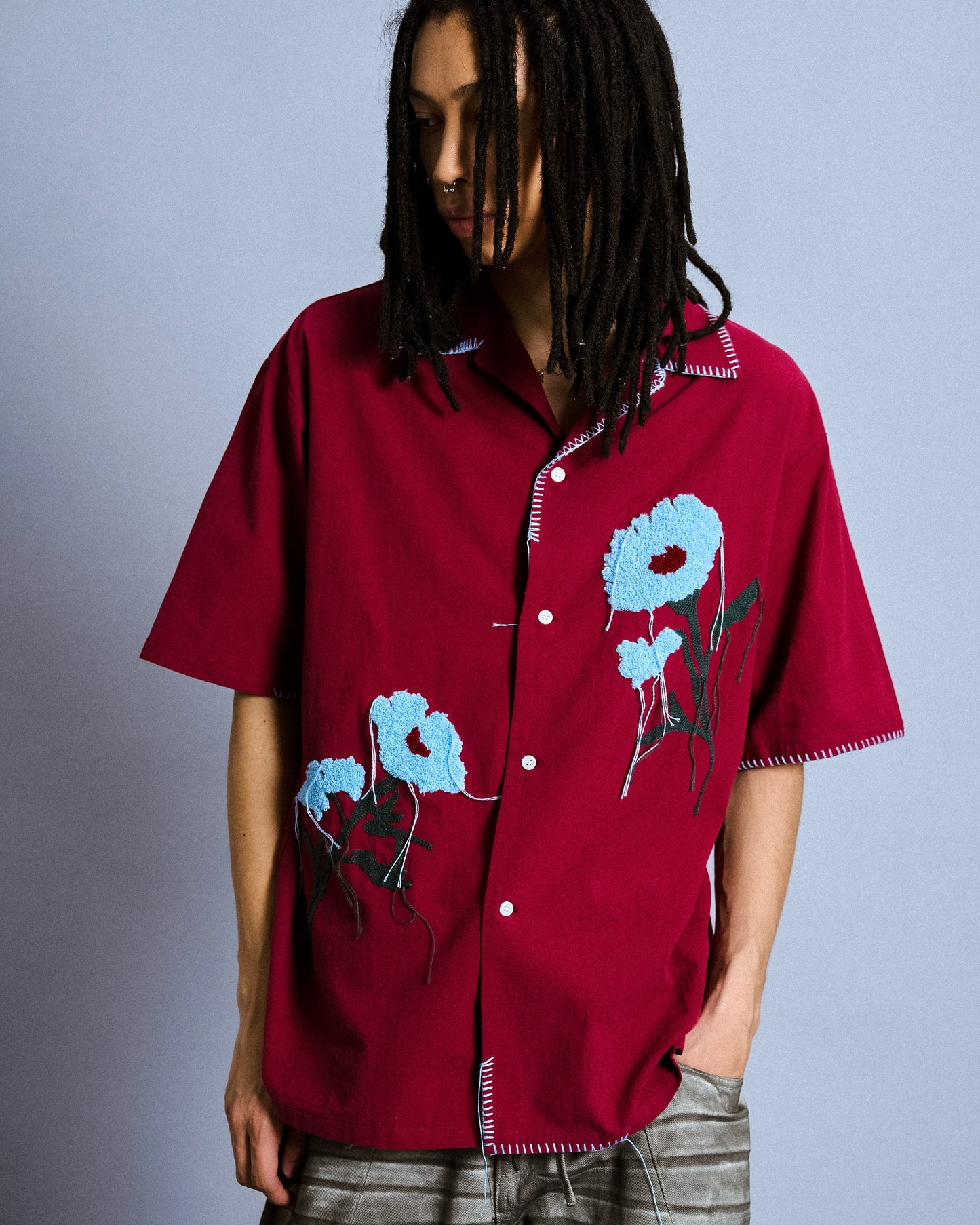flower embroidery SAGARA h/s shirt