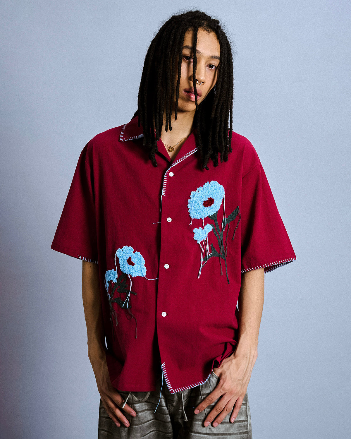トップス Camphor wood flower embroideryshirt flower embroidery SAGARA h/s shirt – CAMPHOR WOOD - OFFICIAL