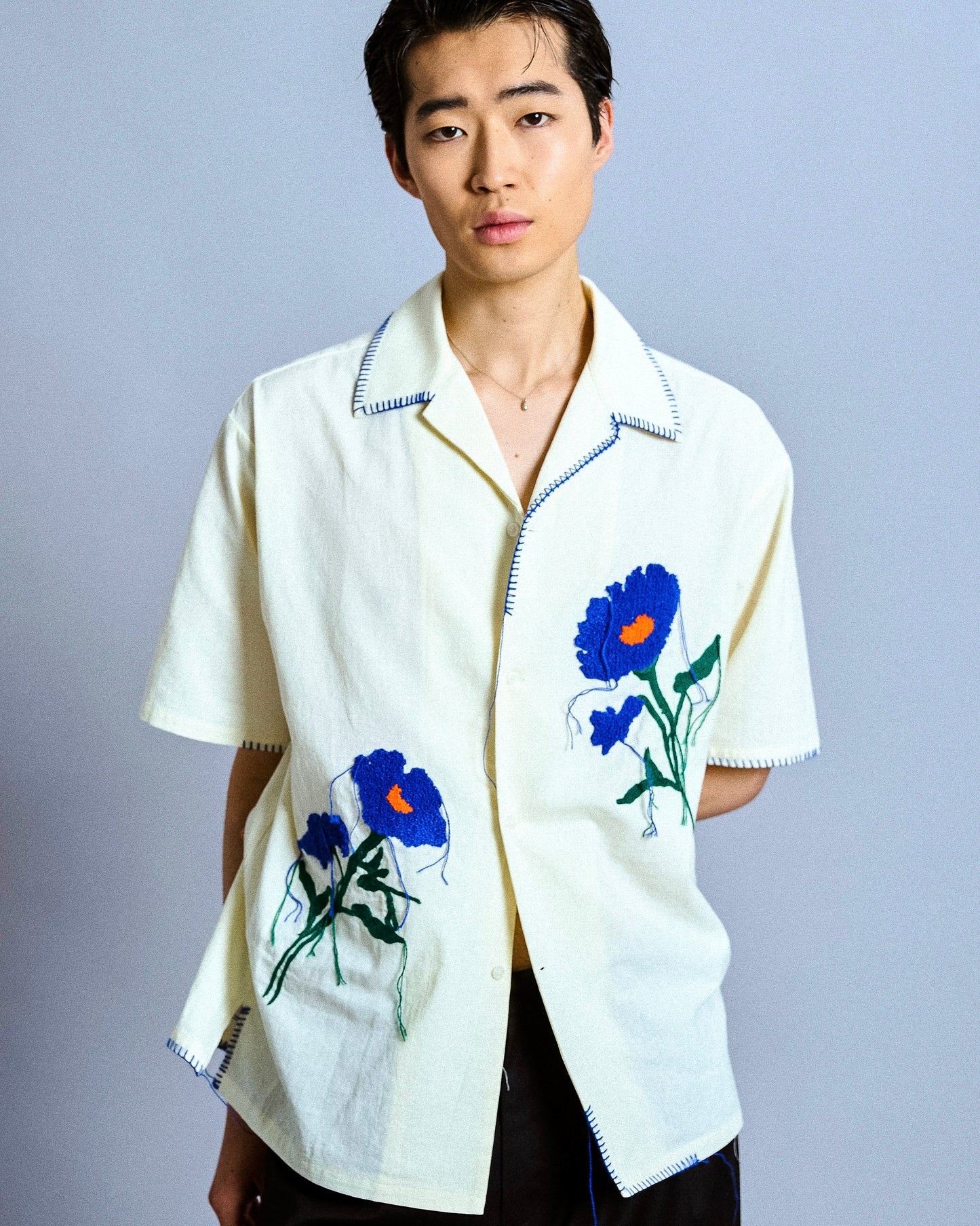 flower embroidery SAGARA h/s shirt