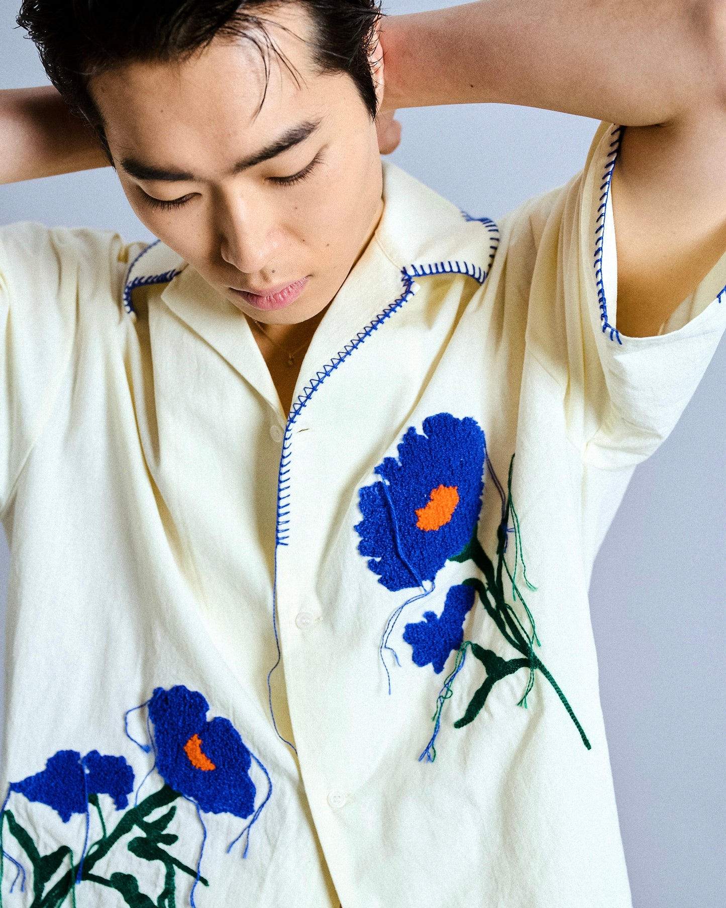 flower embroidery SAGARA h/s shirt