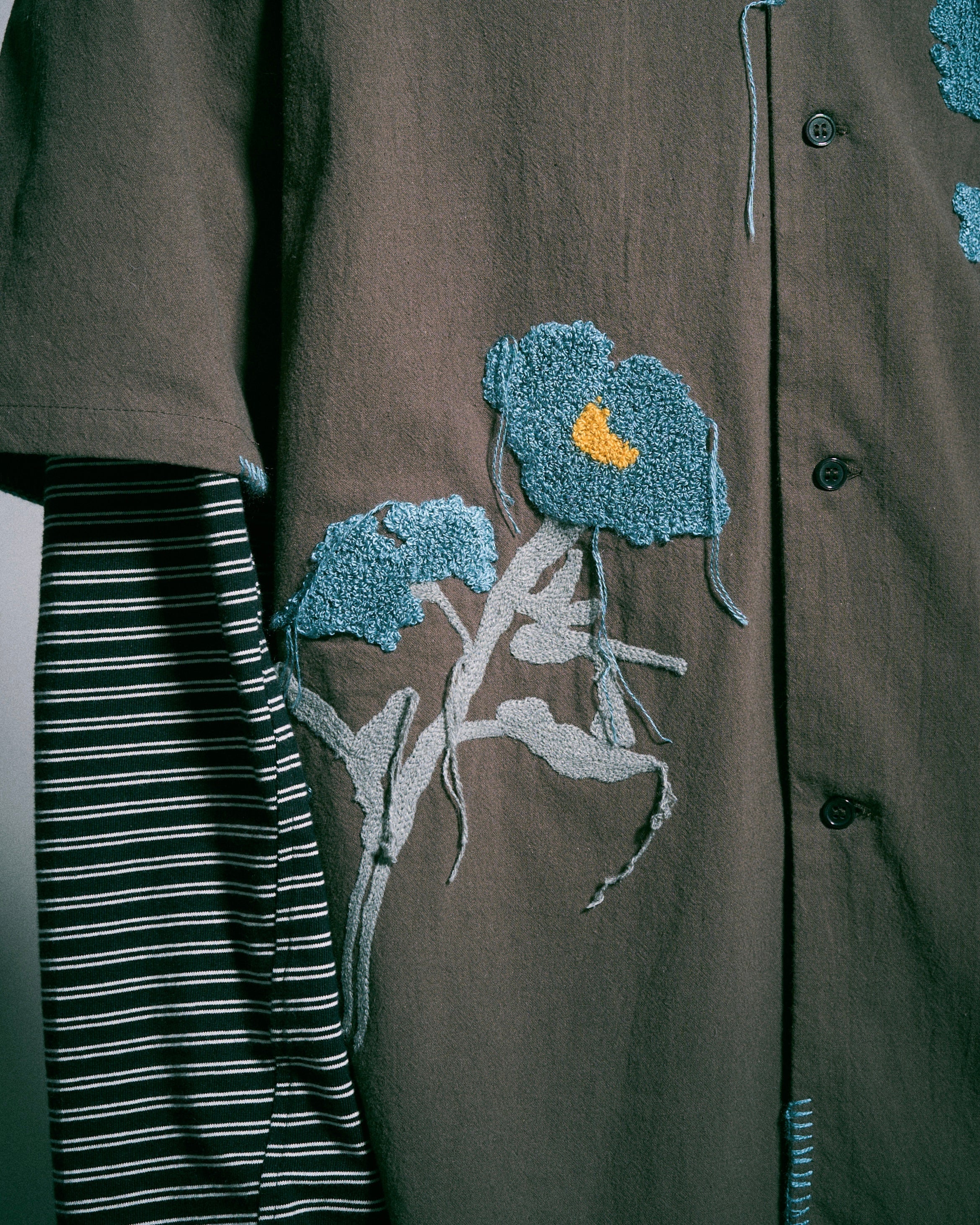 FLOWER EMBROIDERY SAGARA H/S SHIRT – CAMPHOR WOOD - OFFICIAL