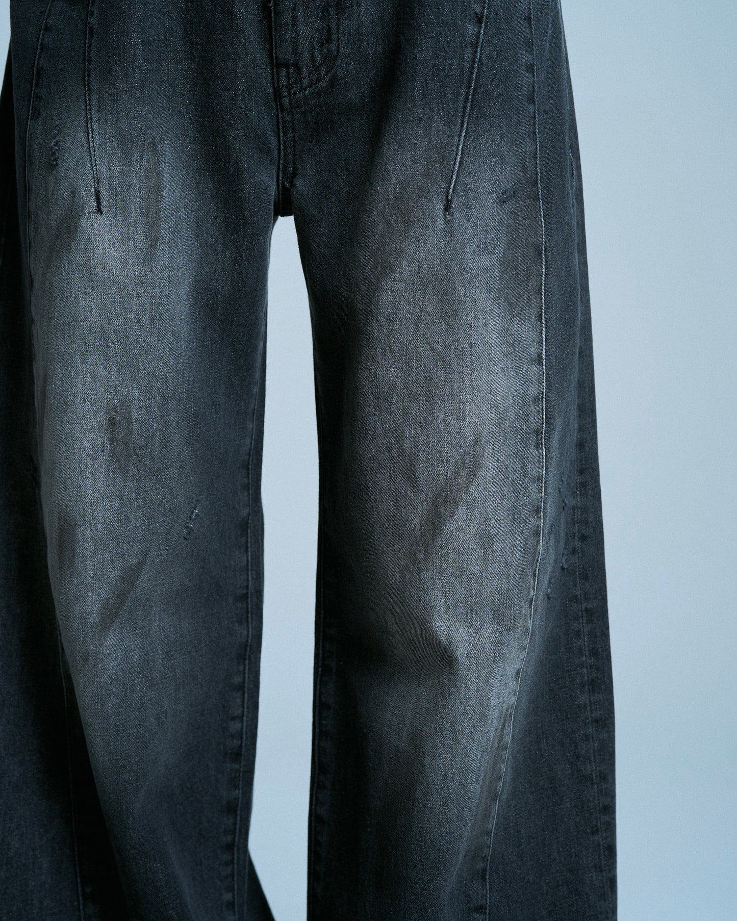 SIDE SEAM SEMI-FLARE SLUB JEANS
