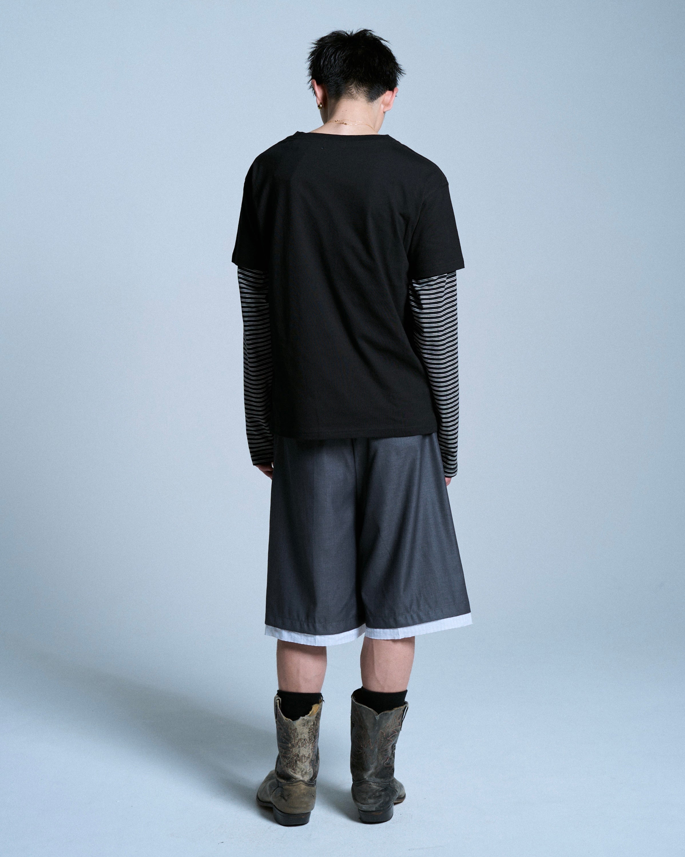 CUT OFF LAYERED SLACKS SHORTS – CAMPHOR WOOD - OFFICIAL ONLINE