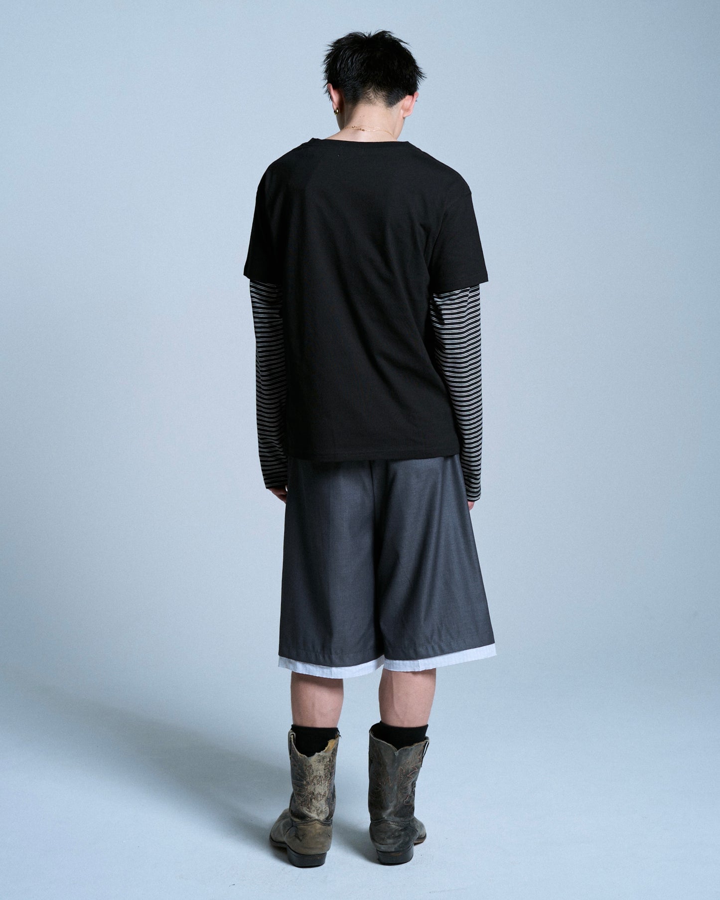 CUT OFF LAYERED SLACKS SHORTS