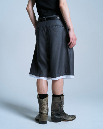 CUT OFF LAYERED SLACKS SHORTS