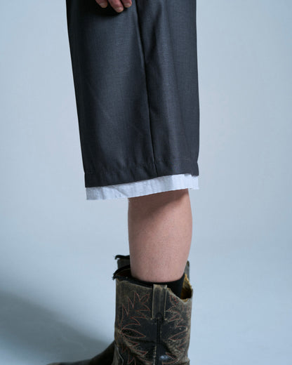 CUT OFF LAYERED SLACKS SHORTS