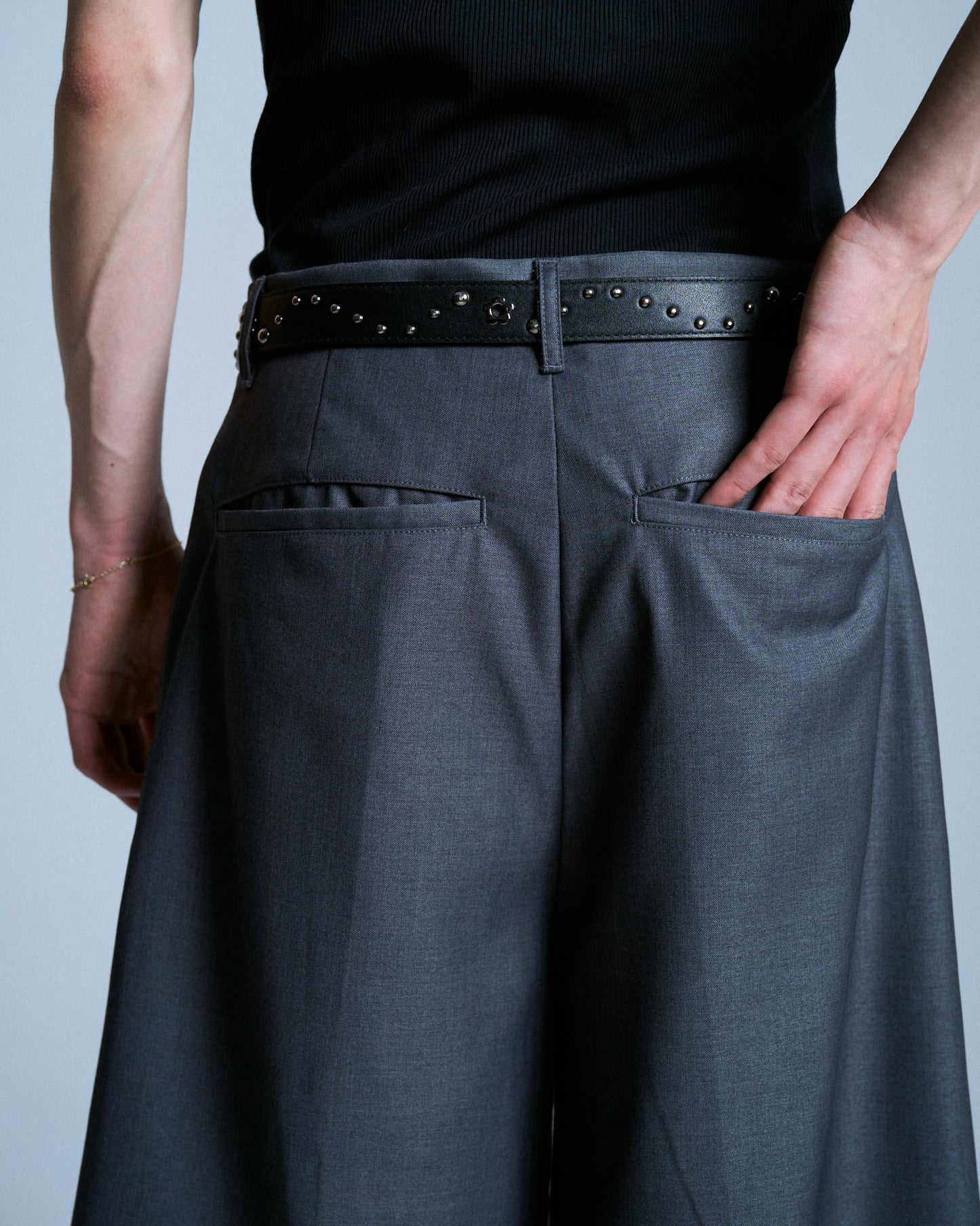 CUT OFF LAYERED SLACKS SHORTS