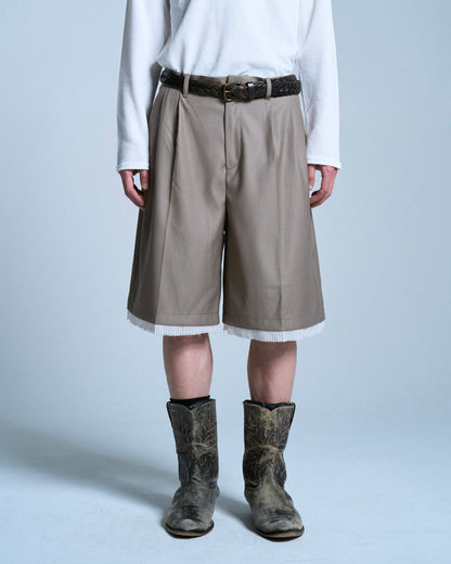 CUT OFF LAYERED SLACKS SHORTS