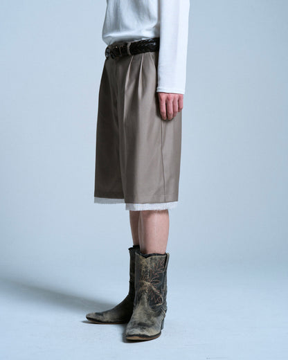 CUT OFF LAYERED SLACKS SHORTS
