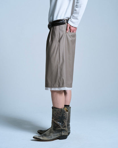 CUT OFF LAYERED SLACKS SHORTS