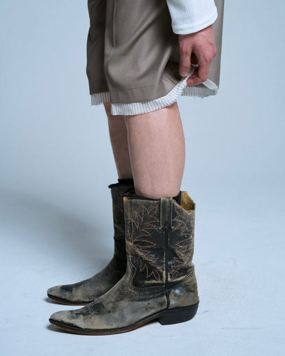 CUT OFF LAYERED SLACKS SHORTS