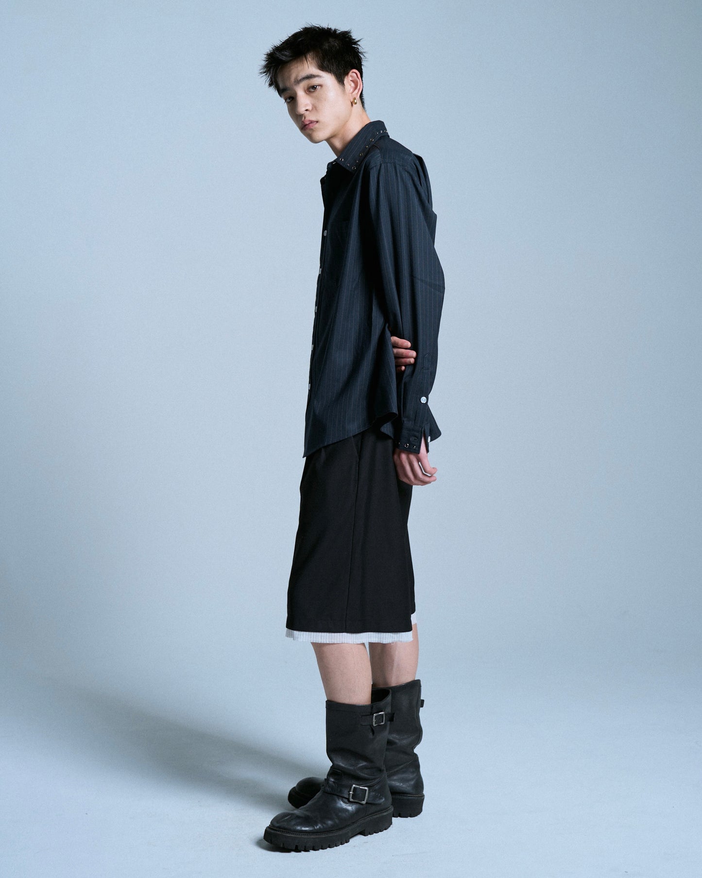 CUT OFF LAYERED SLACKS SHORTS
