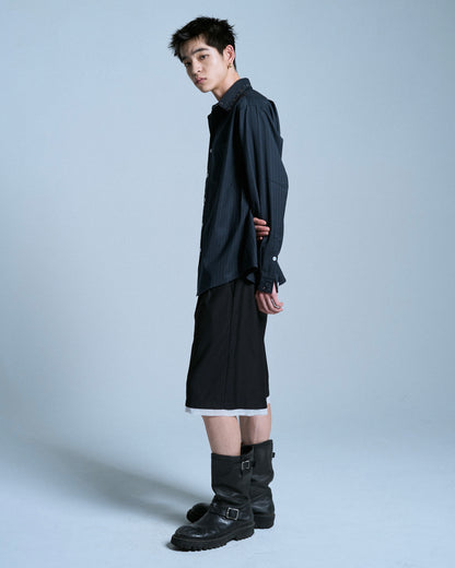 CUT OFF LAYERED SLACKS SHORTS