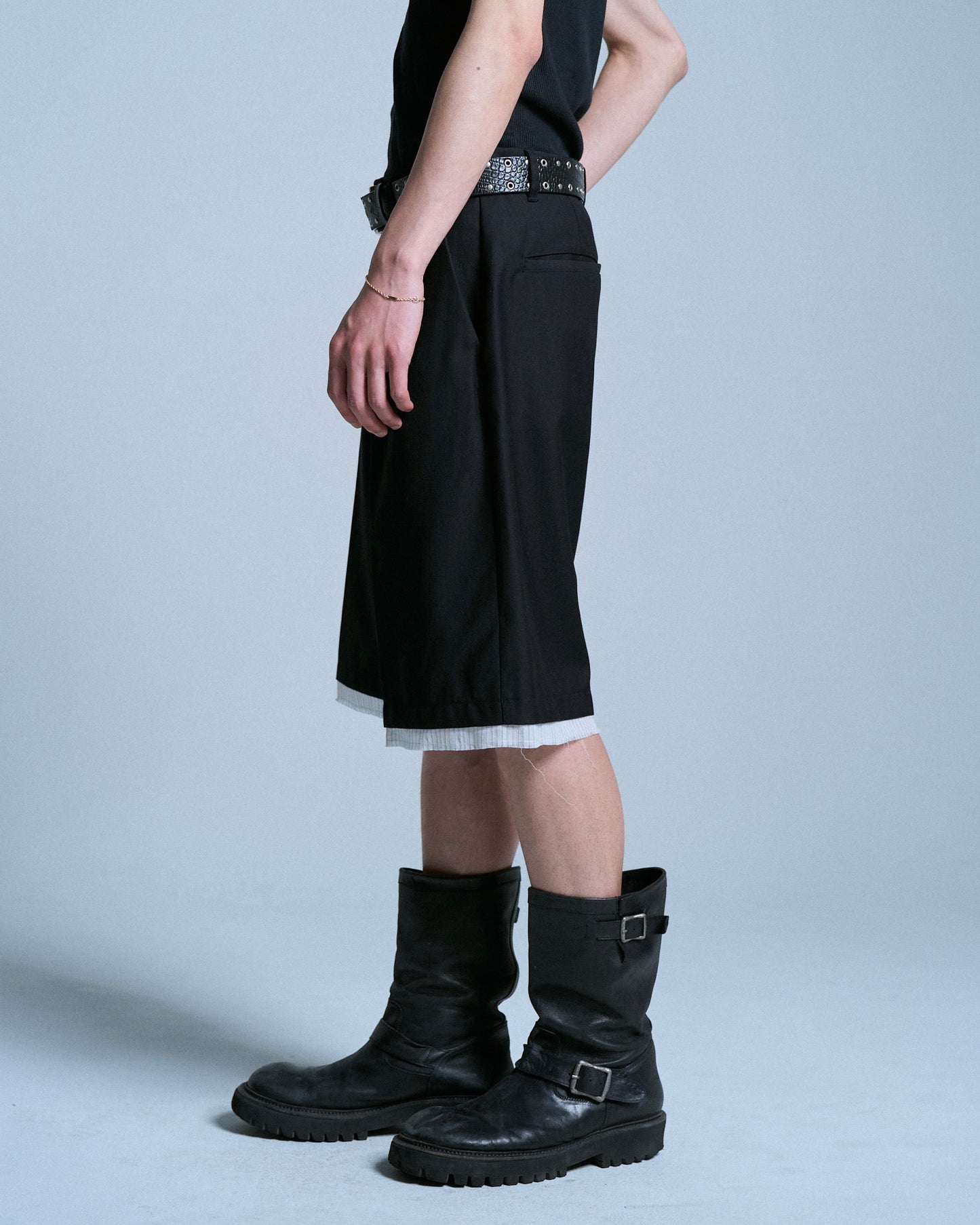 CUT OFF LAYERED SLACKS SHORTS
