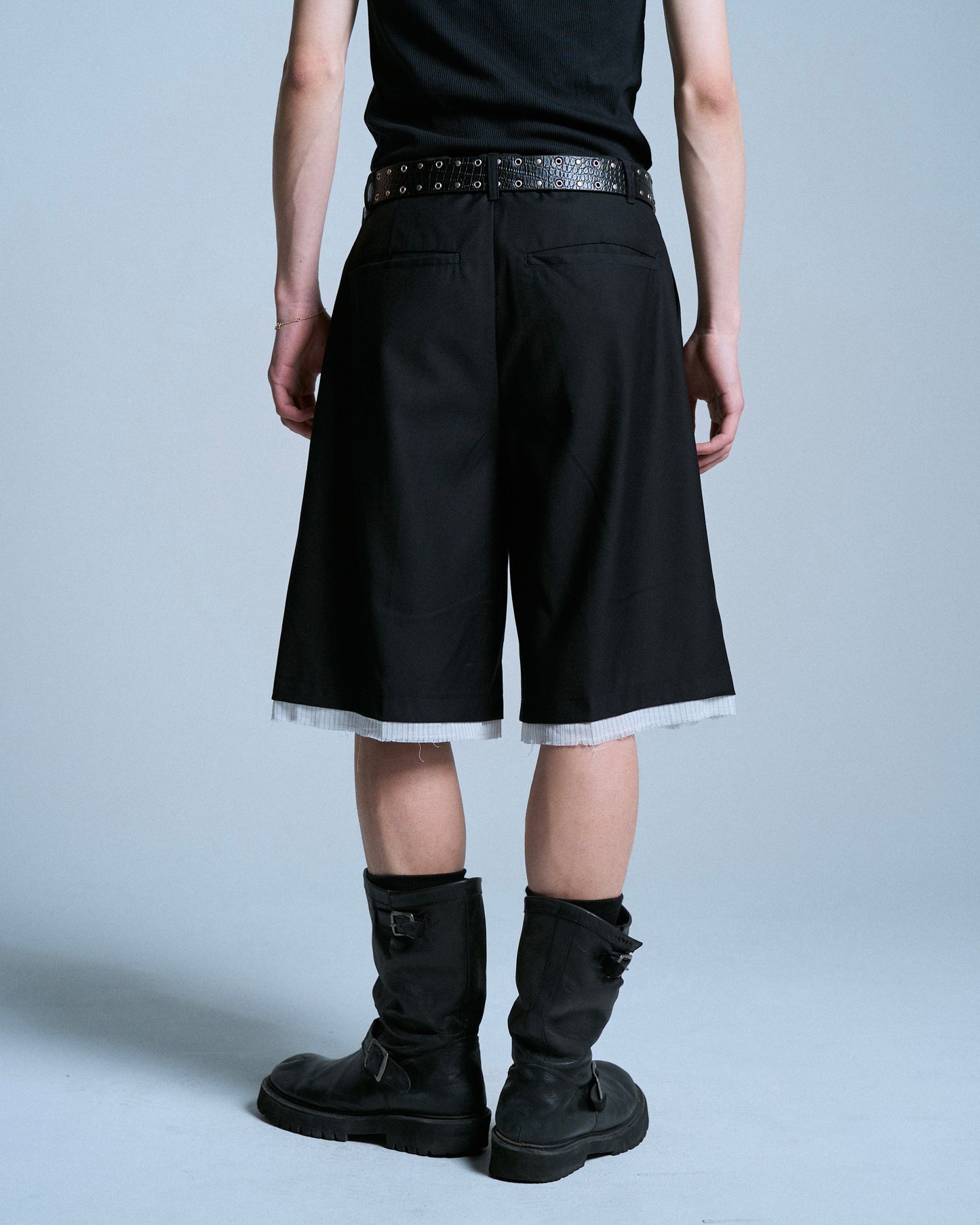 CUT OFF LAYERED SLACKS SHORTS