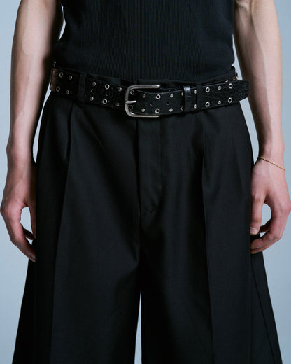 CUT OFF LAYERED SLACKS SHORTS