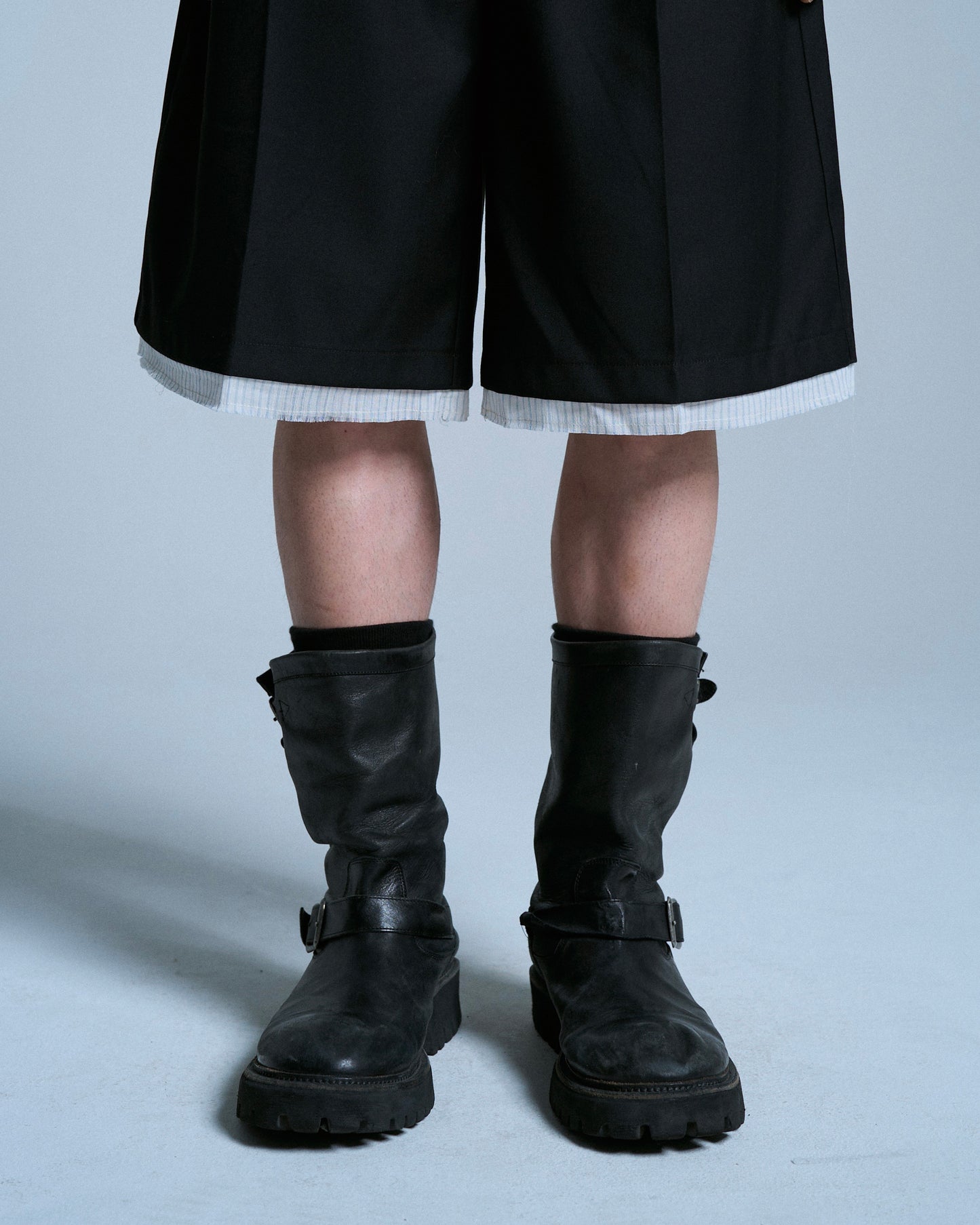 CUT OFF LAYERED SLACKS SHORTS