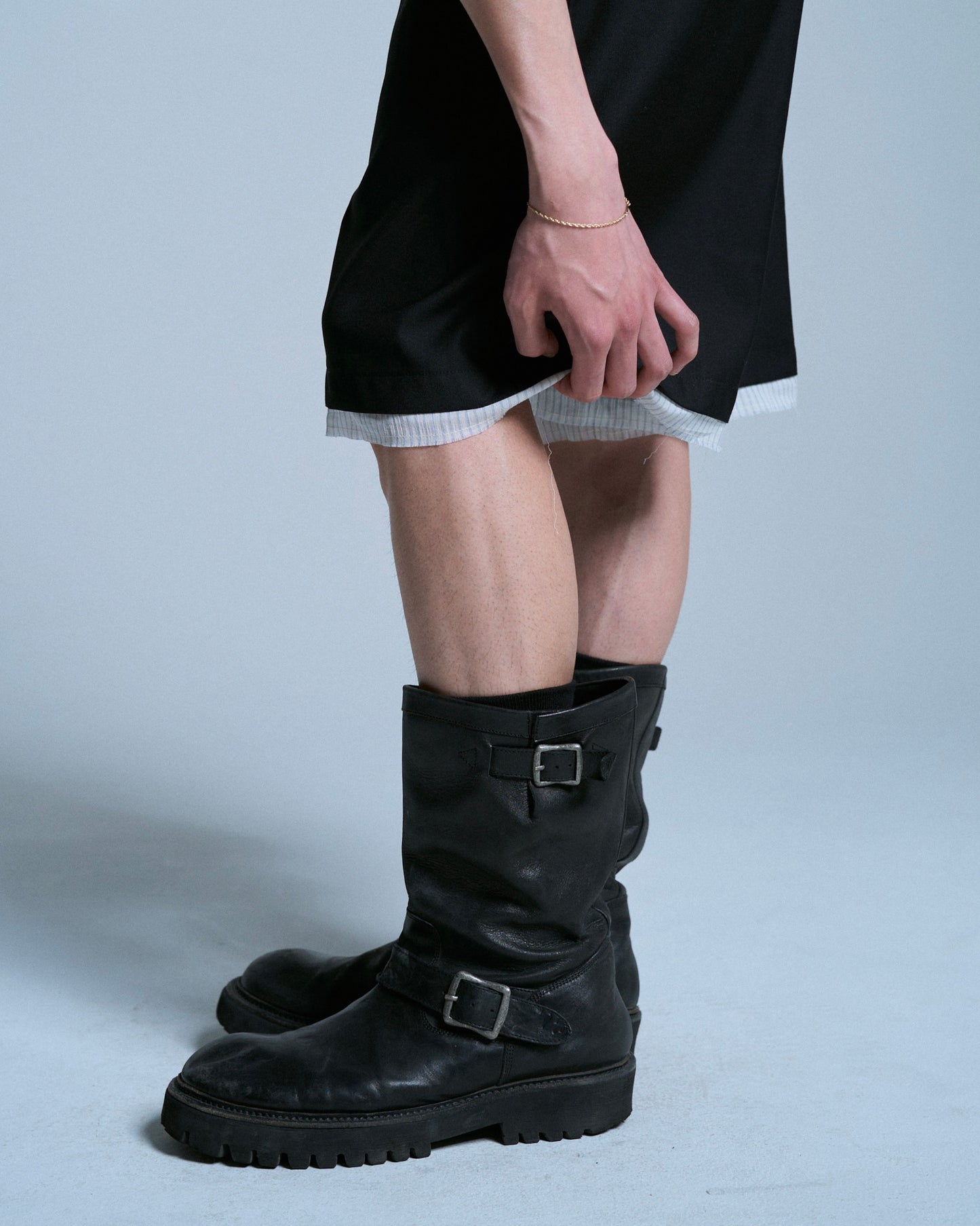 CUT OFF LAYERED SLACKS SHORTS
