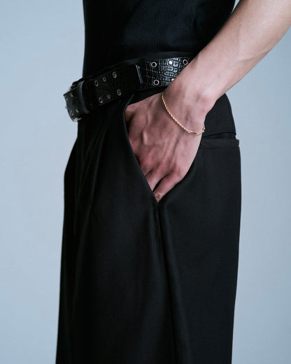 CUT OFF LAYERED SLACKS SHORTS