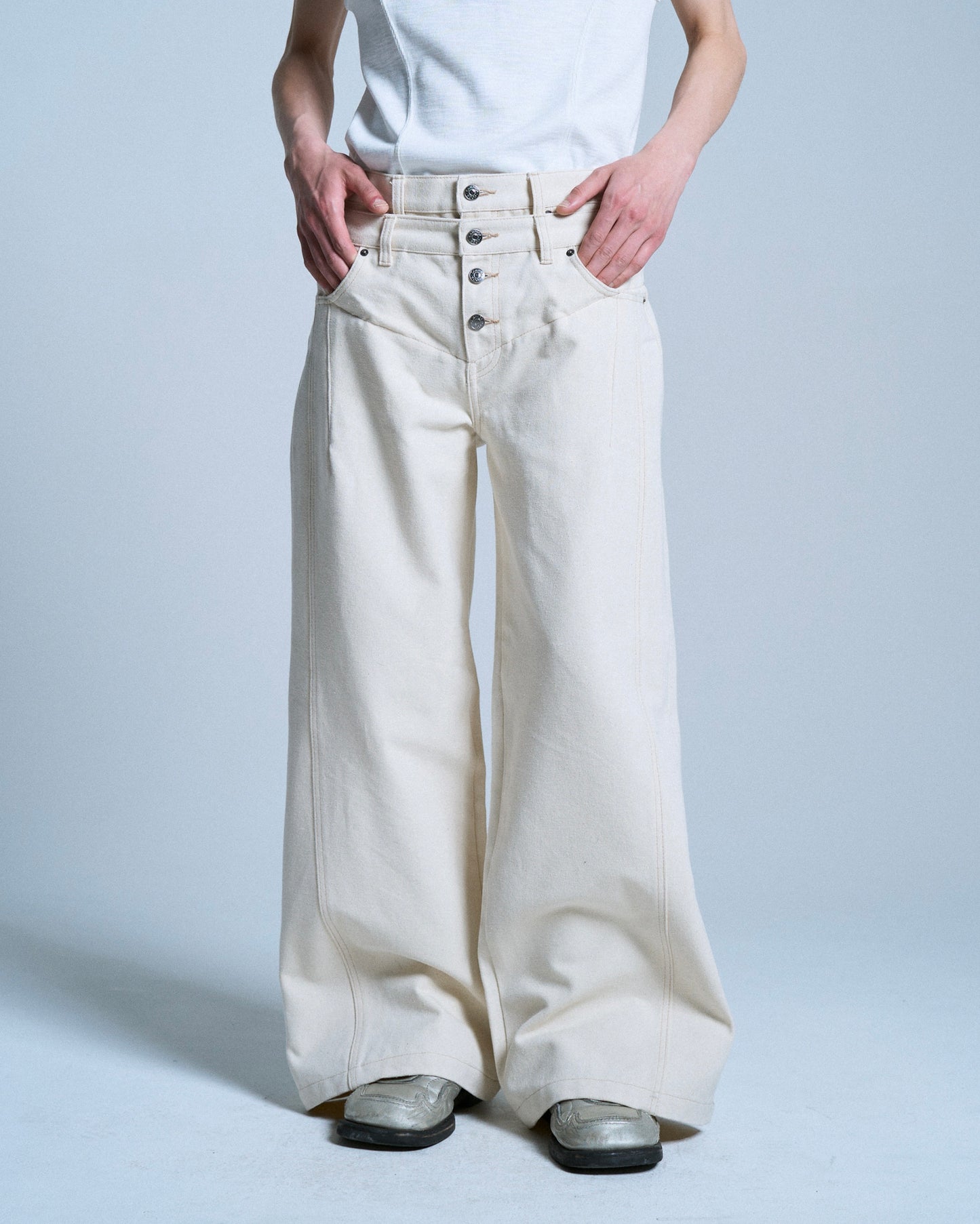 DOUBLE WAIST SLUB RIGID DENIM